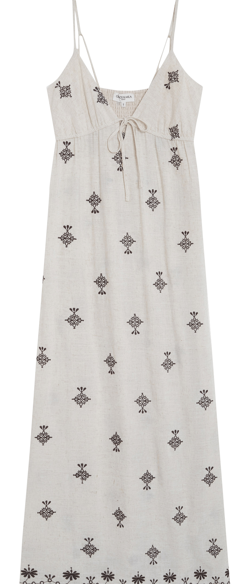 Robe longue décolleté V  GRACE ET MILA Marron