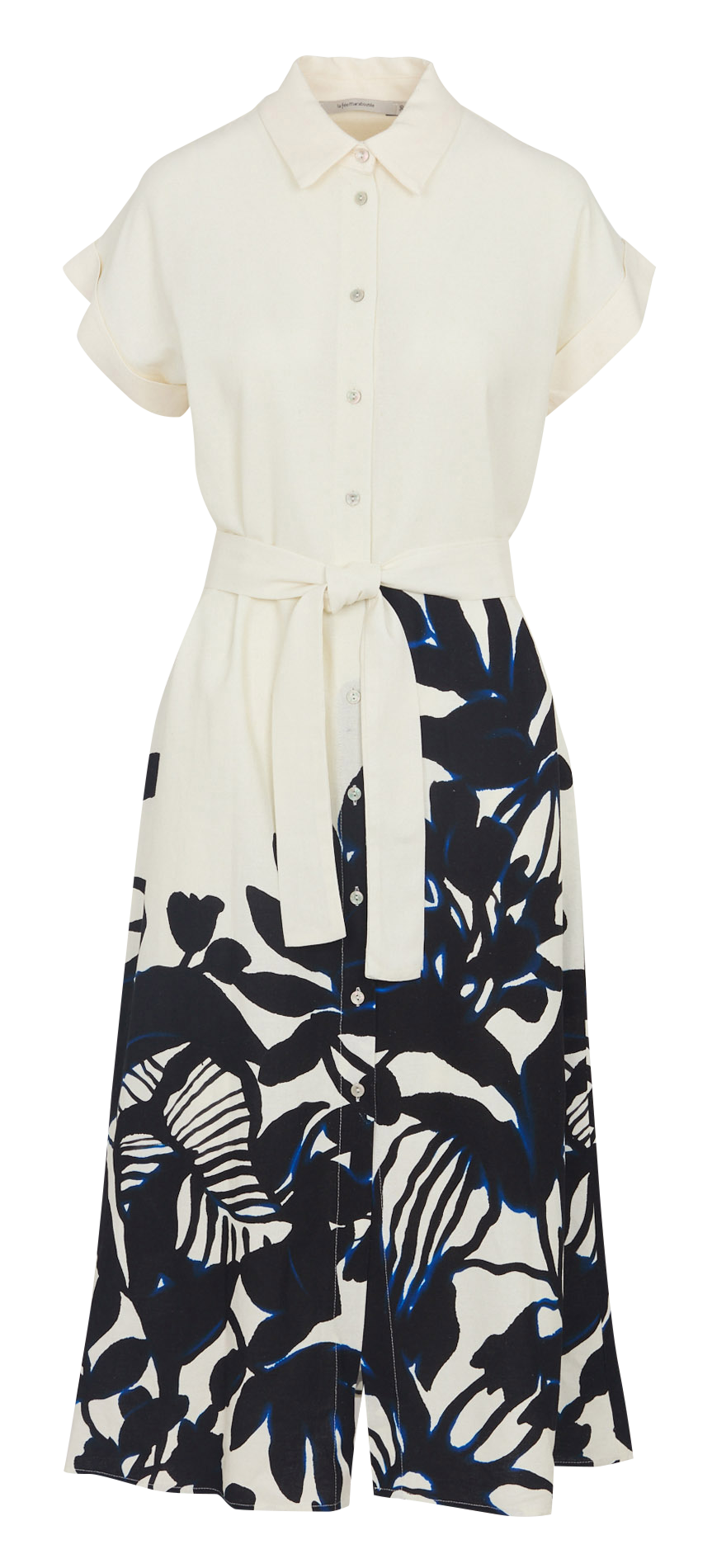 Long belted dress with botanical print LA FEE MARABOUTEE Black