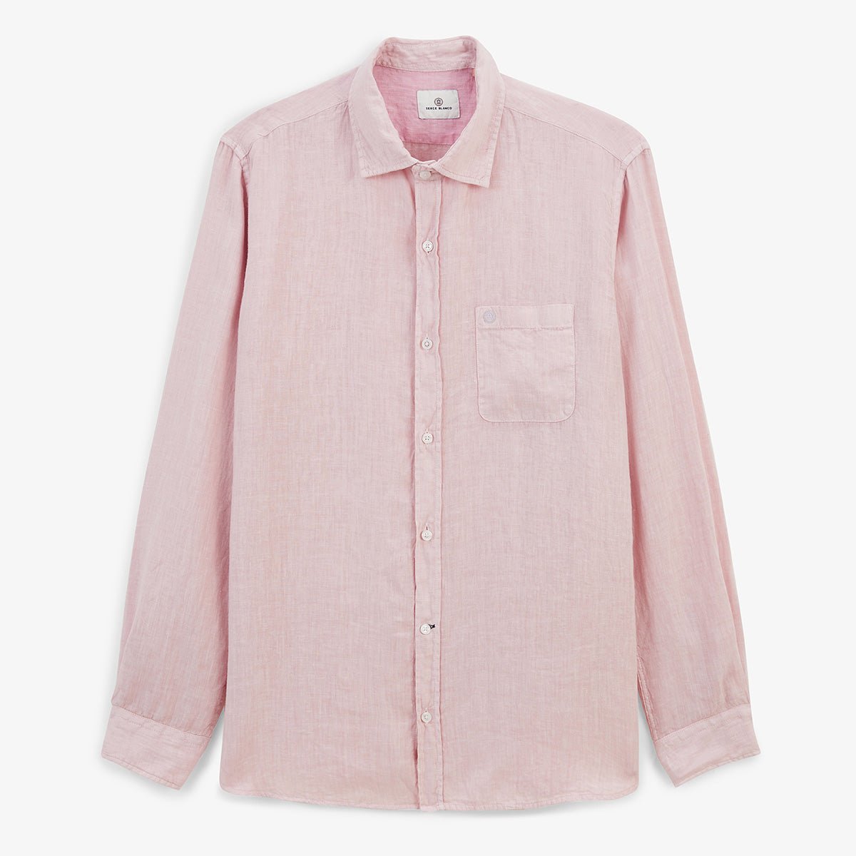 Solid long-sleeve linen shirt SERGE BLANCO Pink