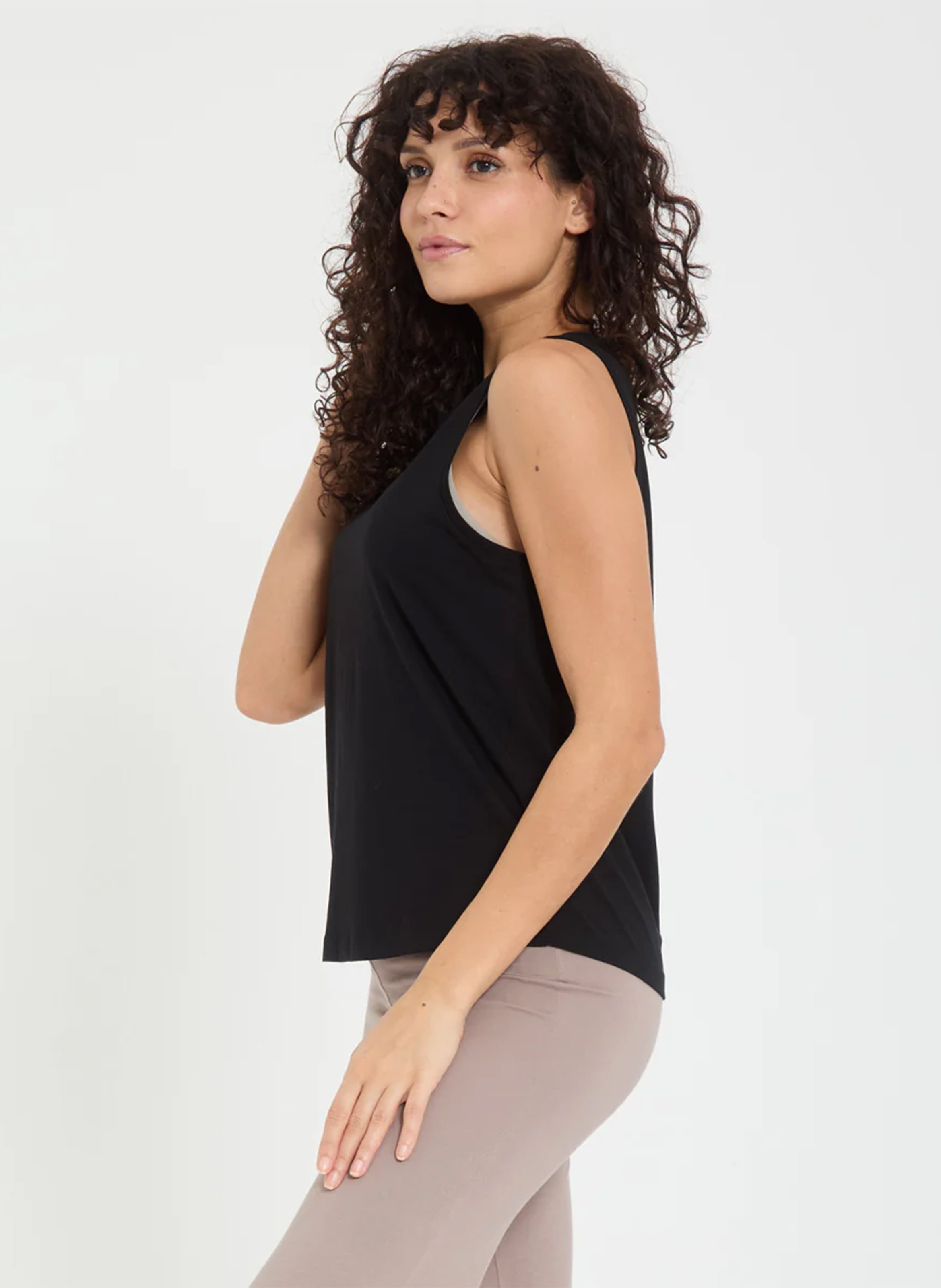 Cotton-blend tank top with round neck YOGA SEARCHER Black