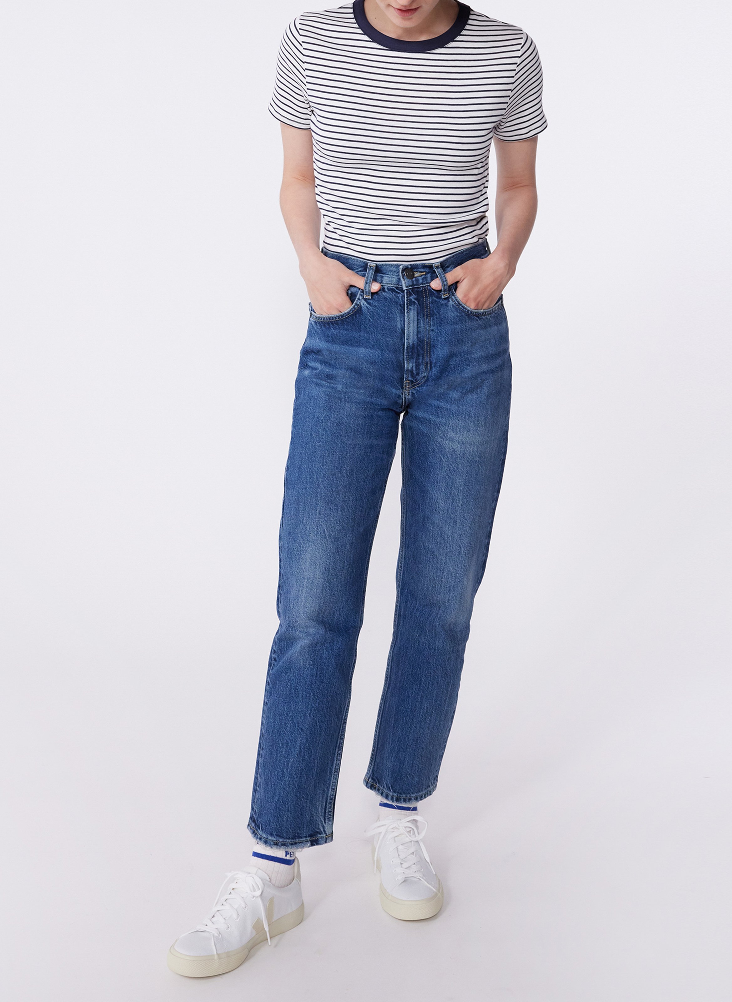 Tee-shirt droit col rond en coton rayé PETIT BATEAU Multicolore