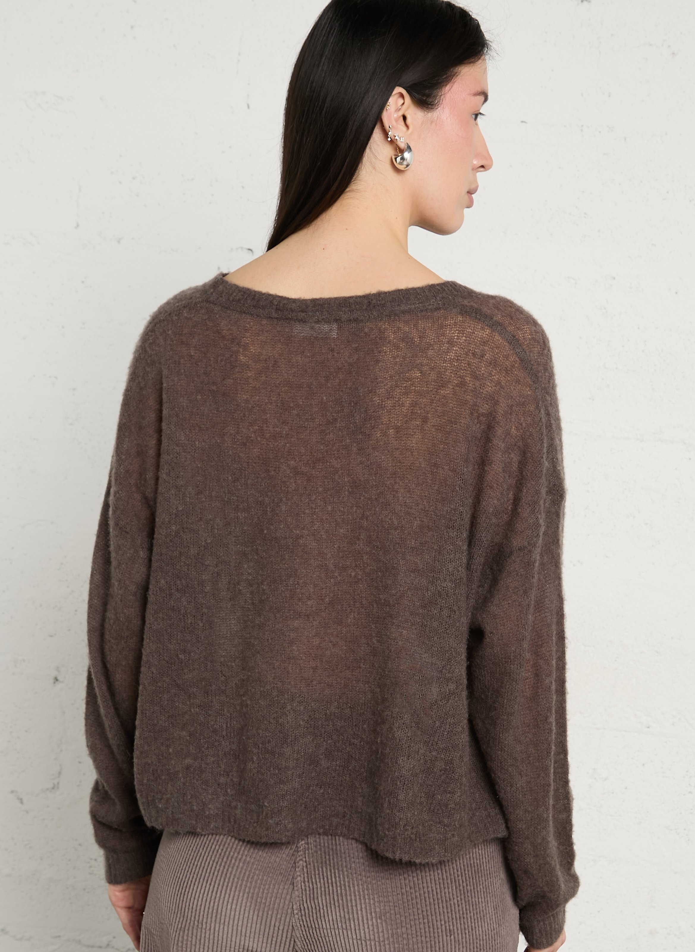 Straight round-neck cardigan AMERICAN VINTAGE Brown