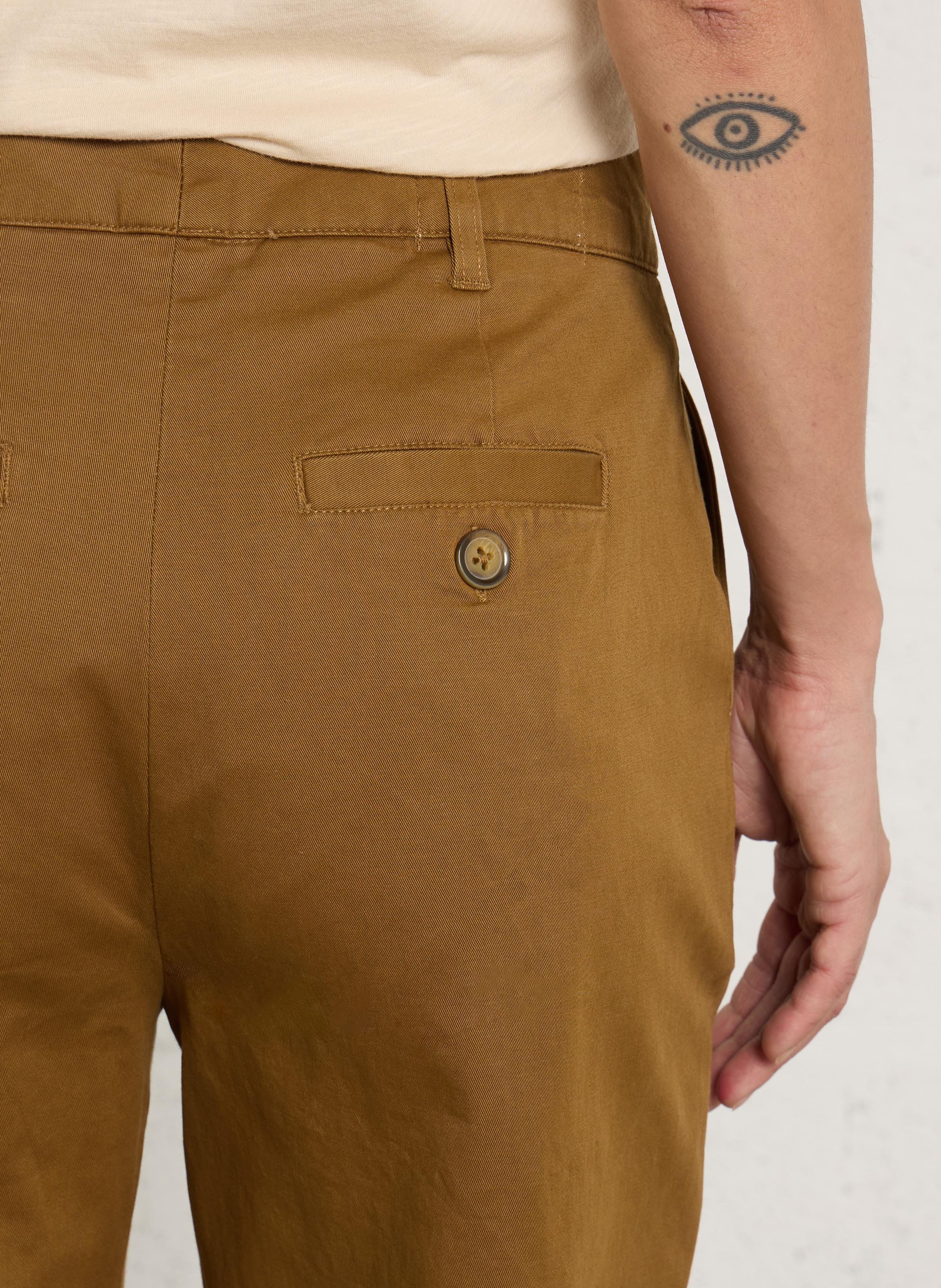 Pantalon cigarette en coton mélangé LEON & HARPER Marron