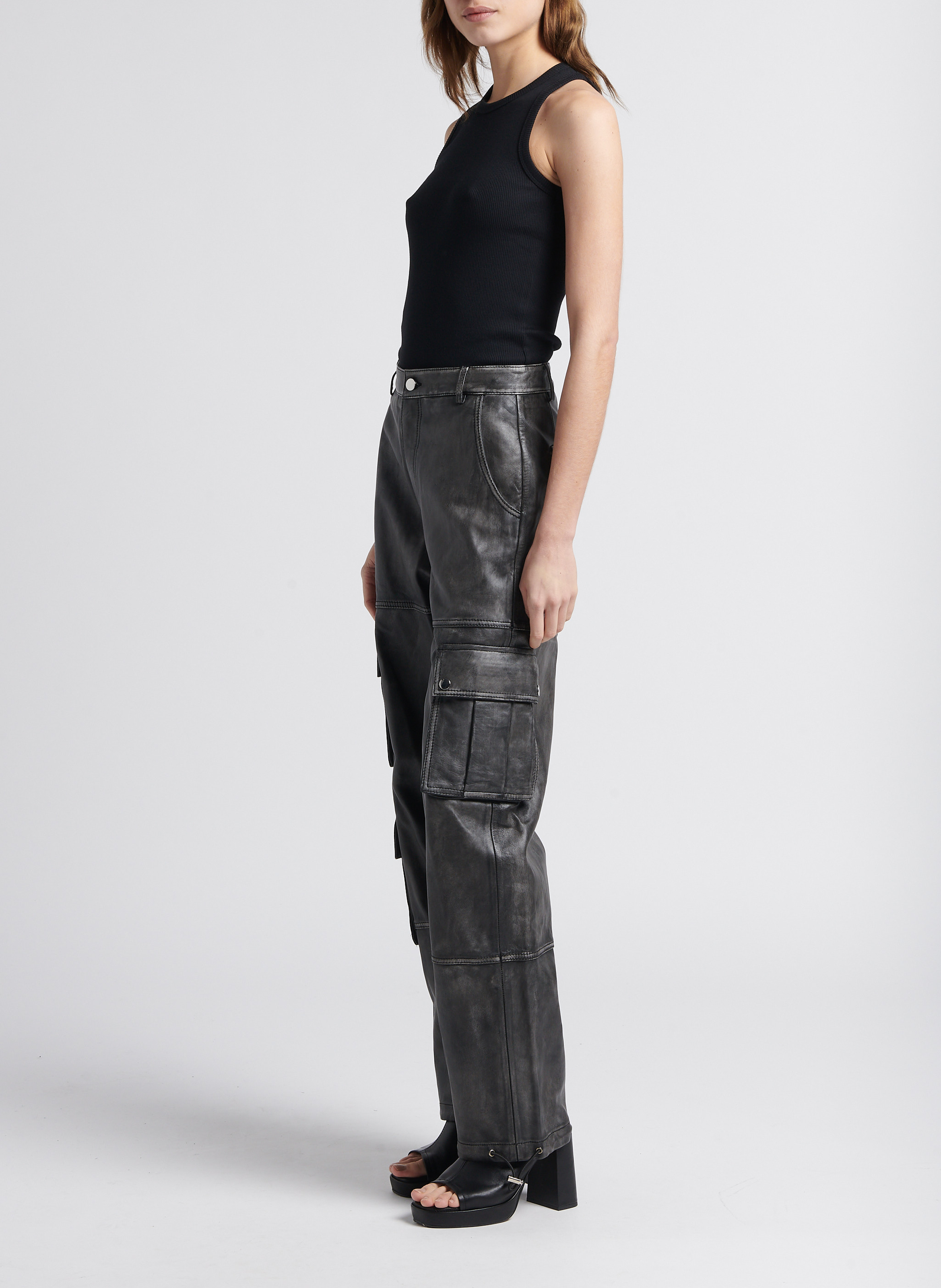 Ribbed cotton tank top SAISON 1865 Black