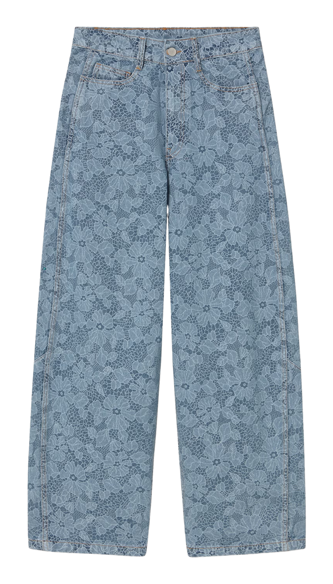 Jean large en coton imprimé THE TINY BIG SISTER Bleu