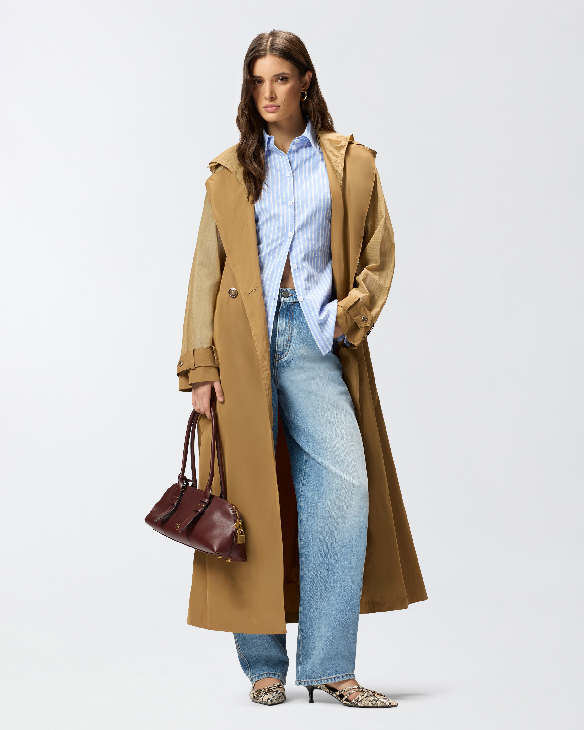 Trench avec empiècements transparents PINKO Marron