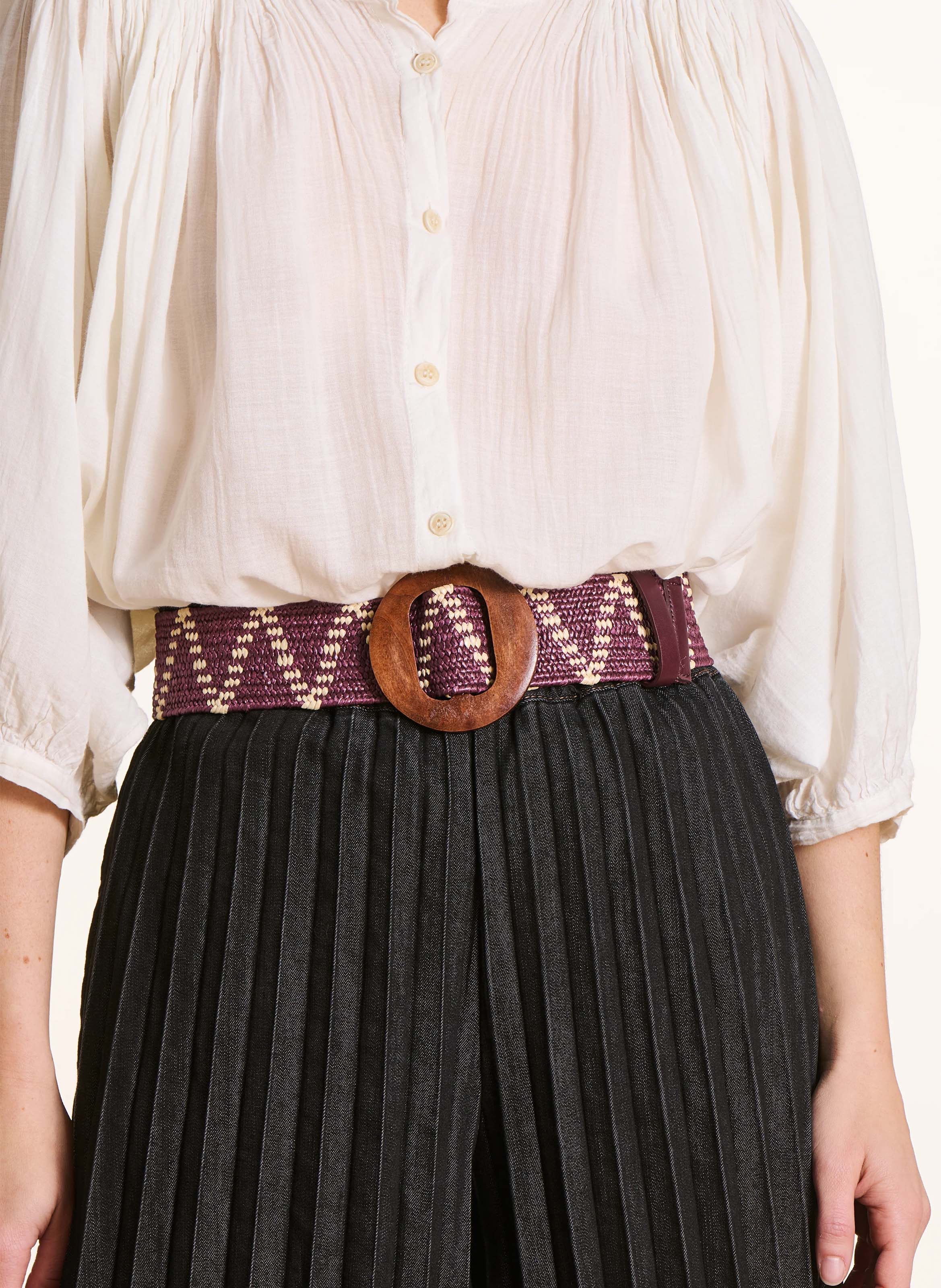 Ceinture élastique large avec boucle en bois LA FEE MARABOUTEE Violet