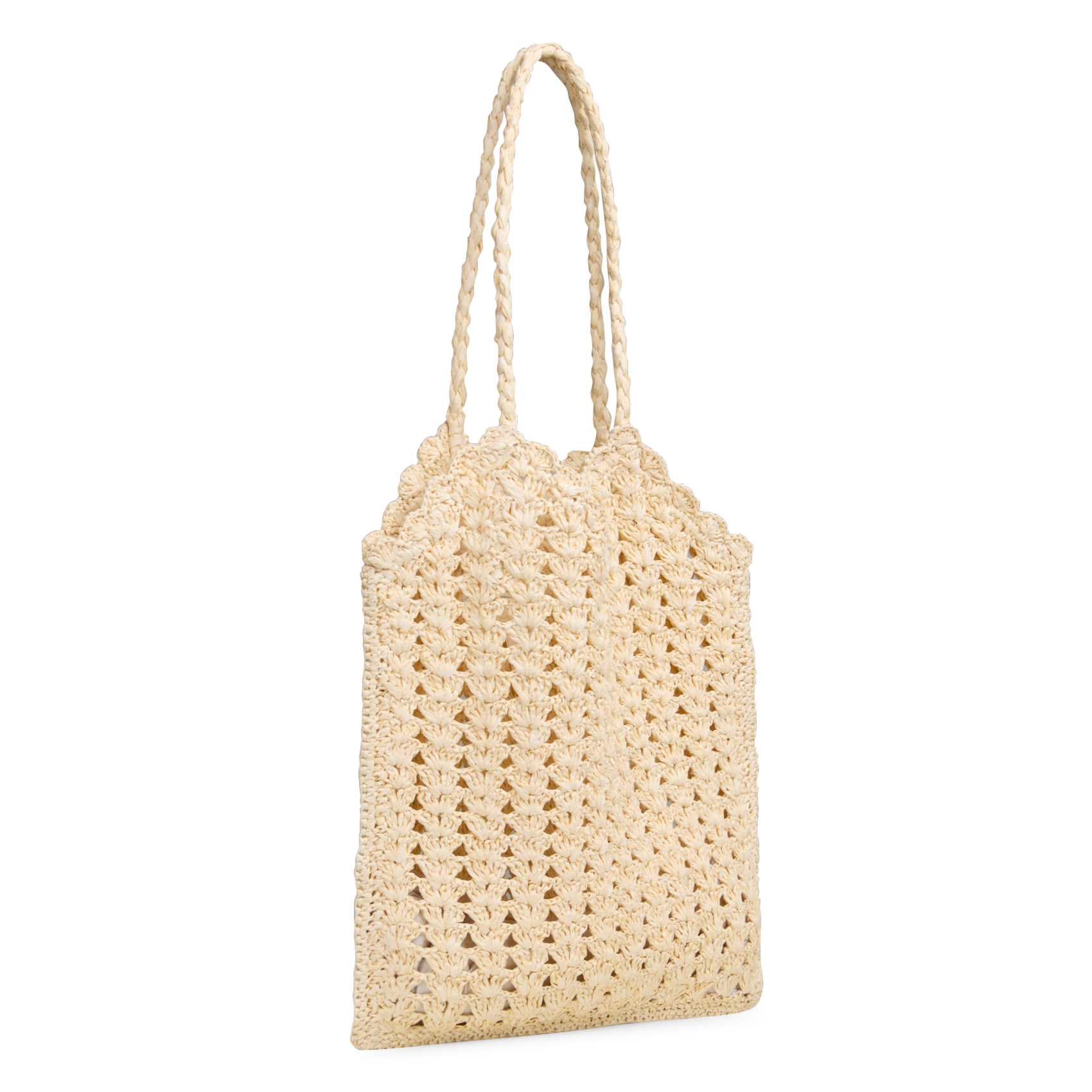Mittlere Raffia-Häkeltasche PETITE MENDIGOTE Beige