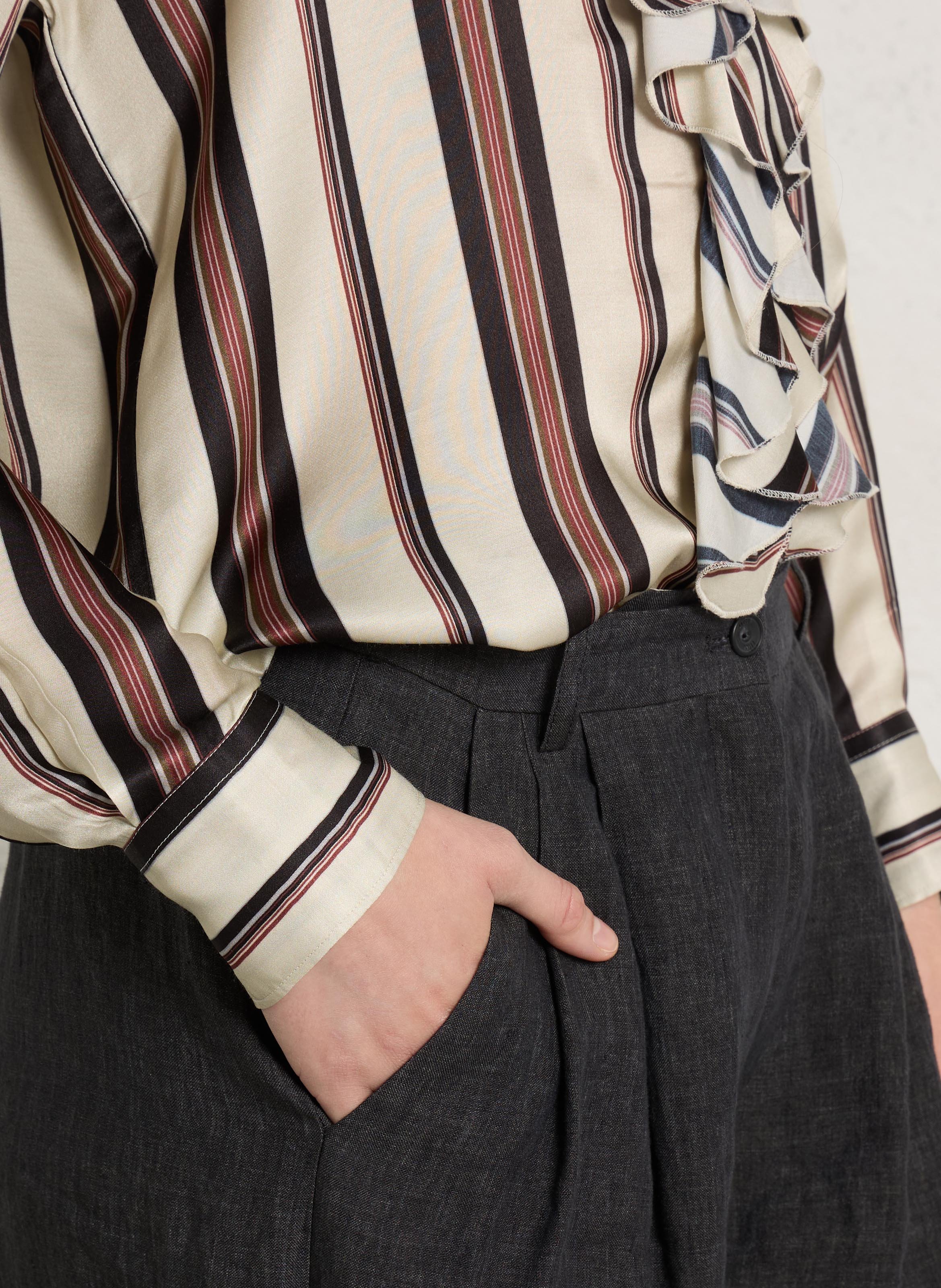 Pantalon large en lin DIEGA Gris