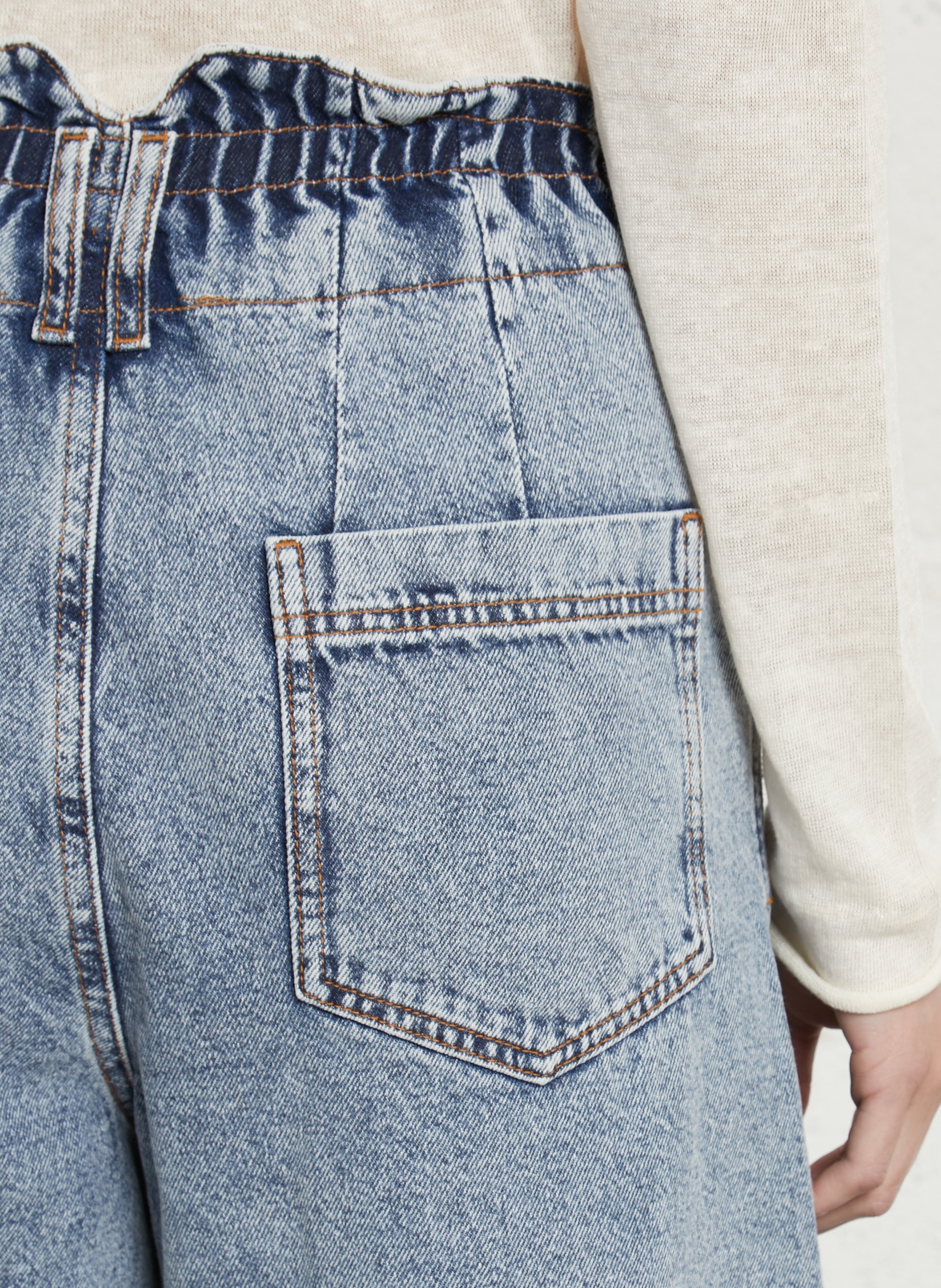 High-Waisted Wide Leg Washed Denim Jeans TINSELS Blue