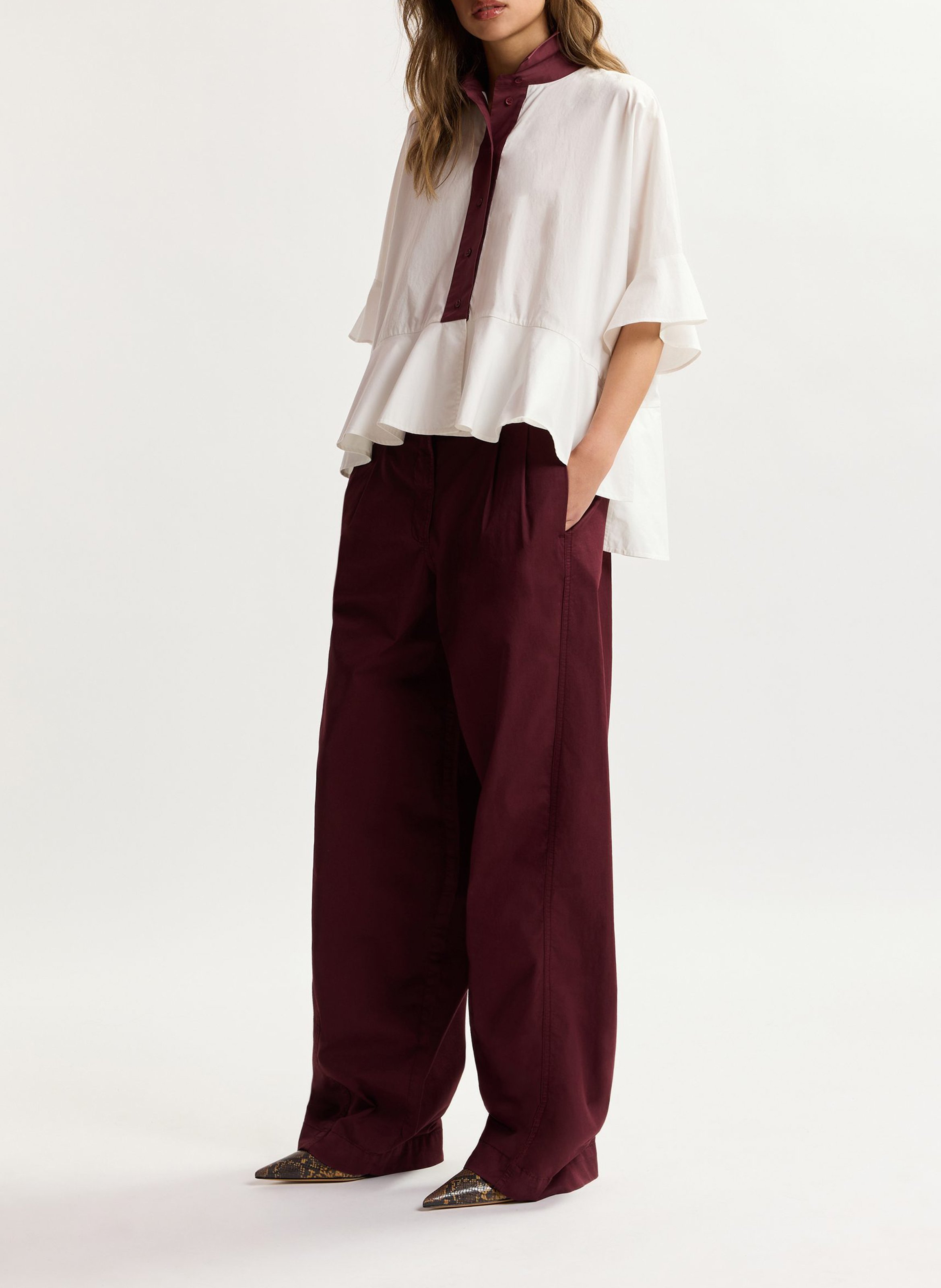 Weite Hose aus Bio-Baumwoll-Mix ESSENTIEL ANTWERP Rot