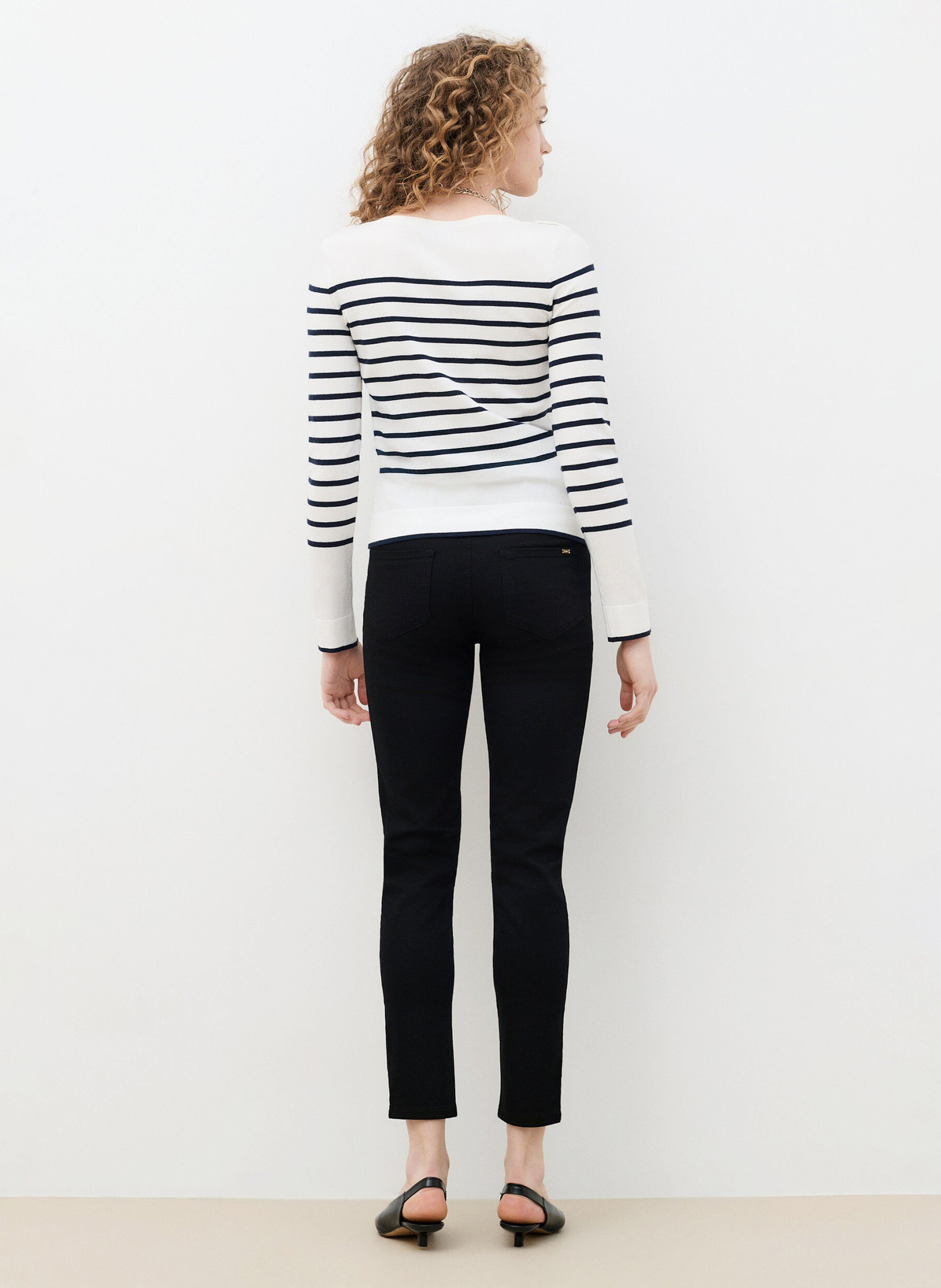 Pull ajusté à rayures CAROLL Beige