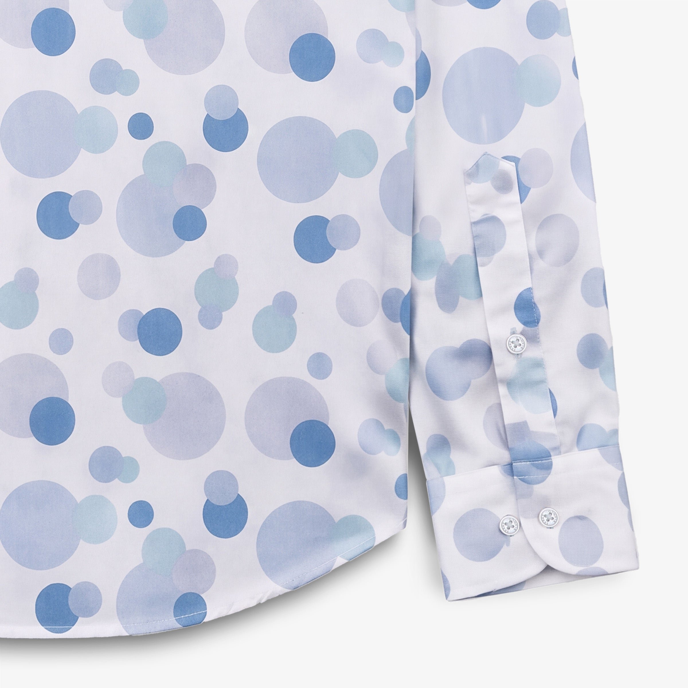 White long-sleeved cotton shirt with blue ball prints SERGE BLANCO Blue