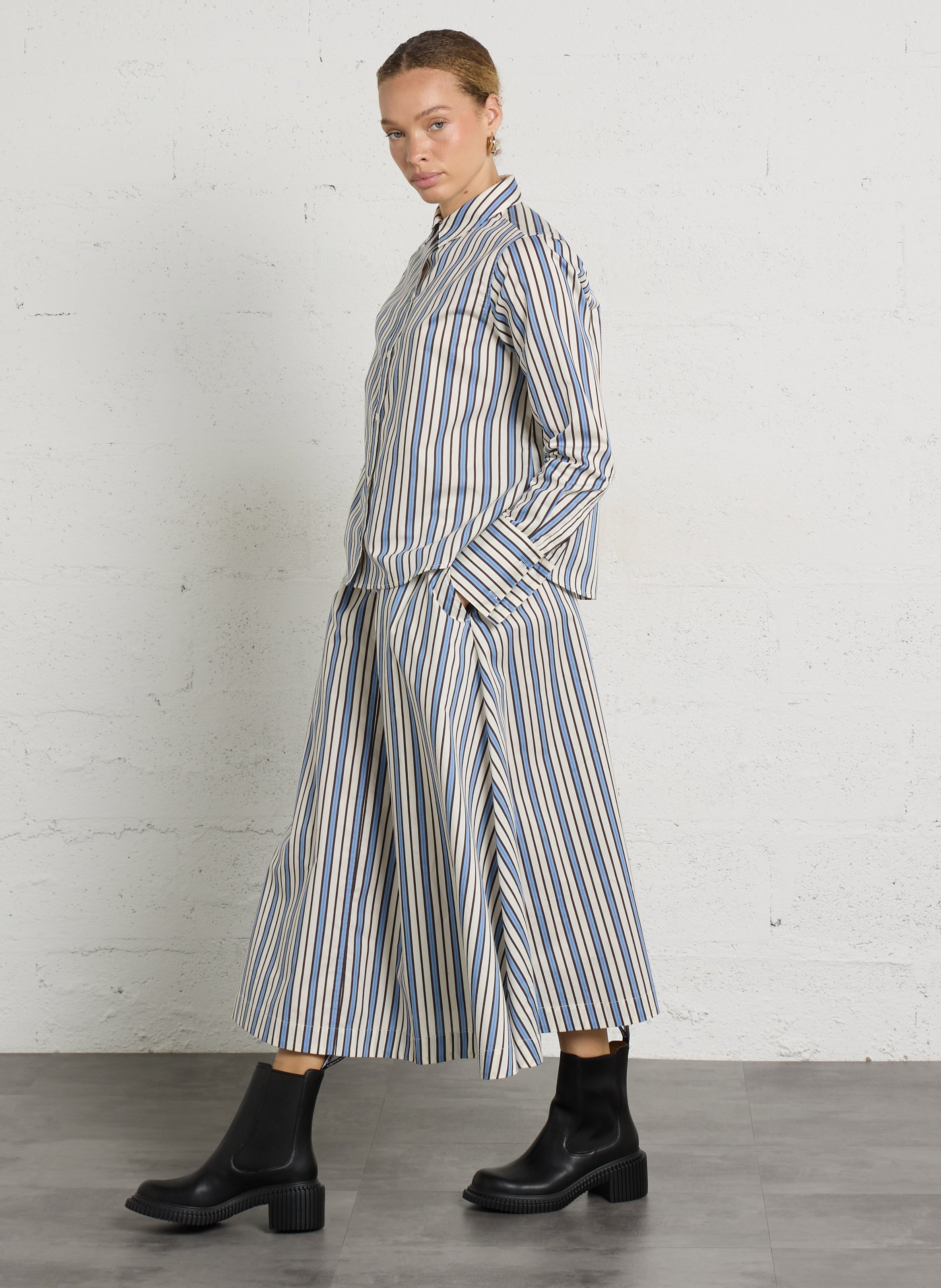 Chemise droite boutonnée à rayures RUE DE TOKYO Multicolore