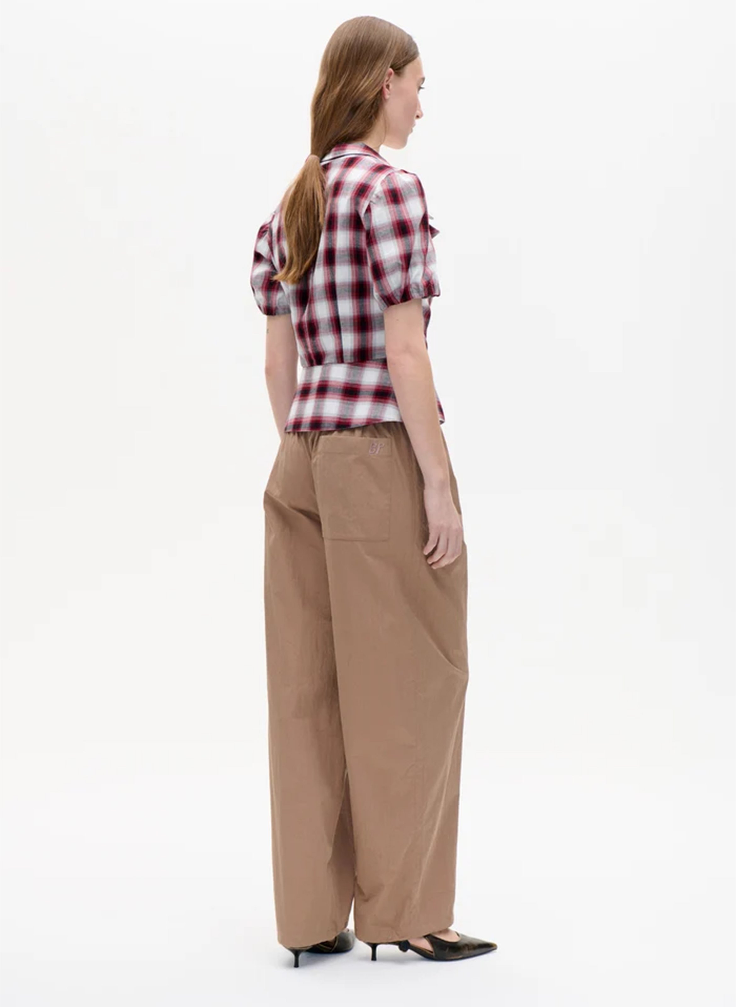 Chemise droite col tailleur en coton bio et coton recyclé BAUM UND PFERDGARTEN Rouge
