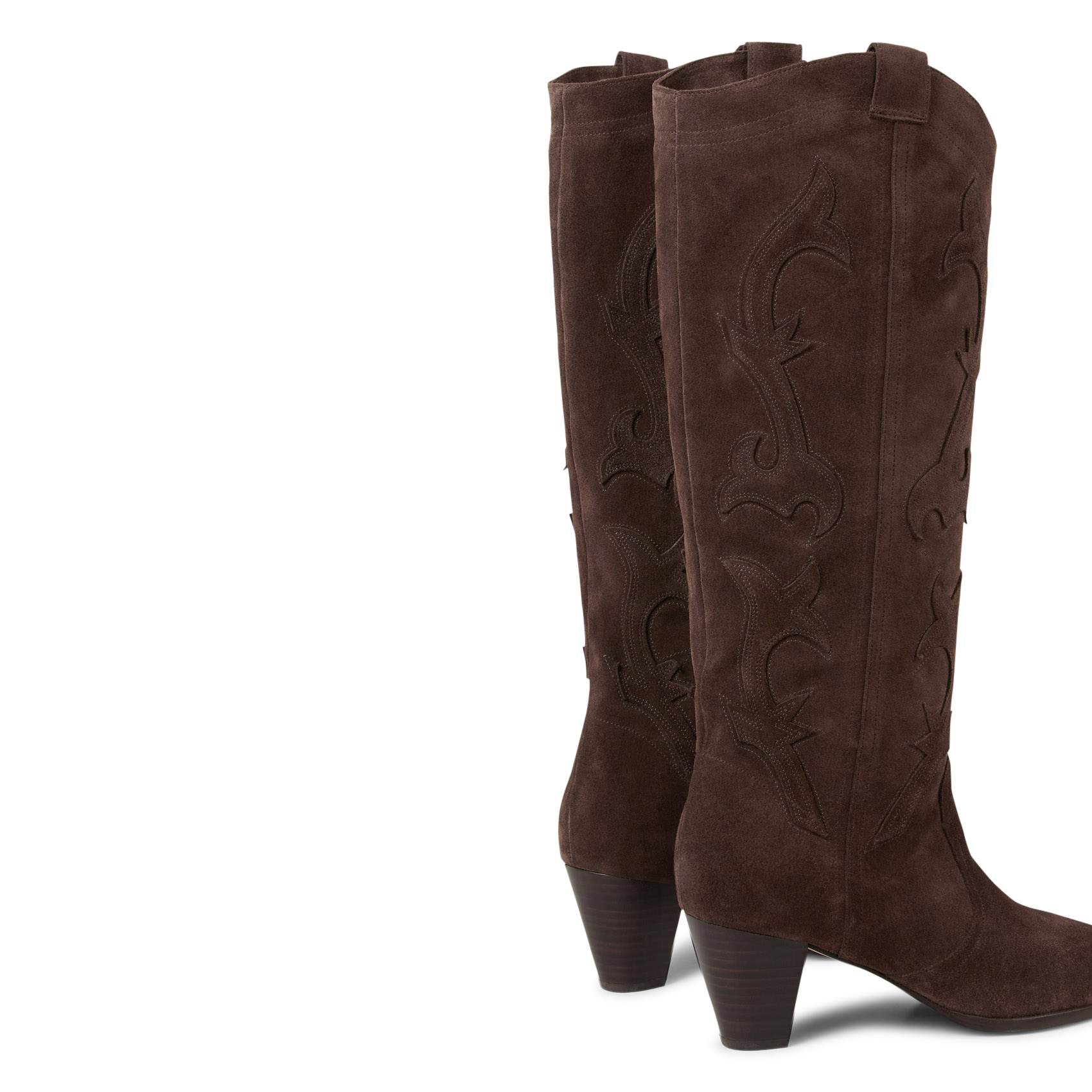Lederstiefel mit Arabeskenstickerei BA&SH Braun