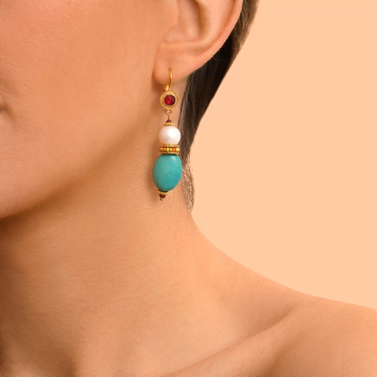 Sleeper earrings in gold-plated finish SATELLITE PARIS Green