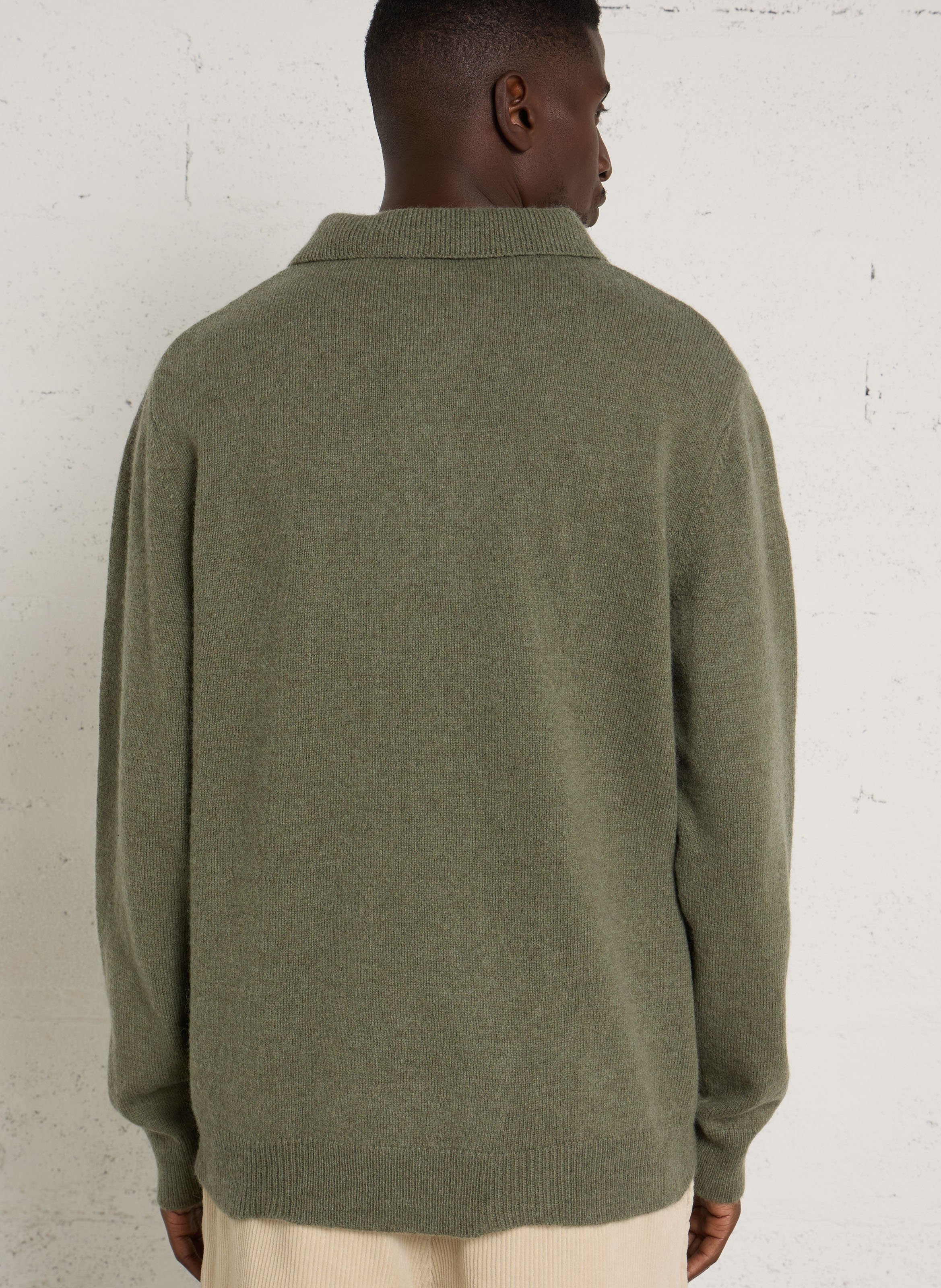 Pull col polo en laine mélangée SOLID Vert