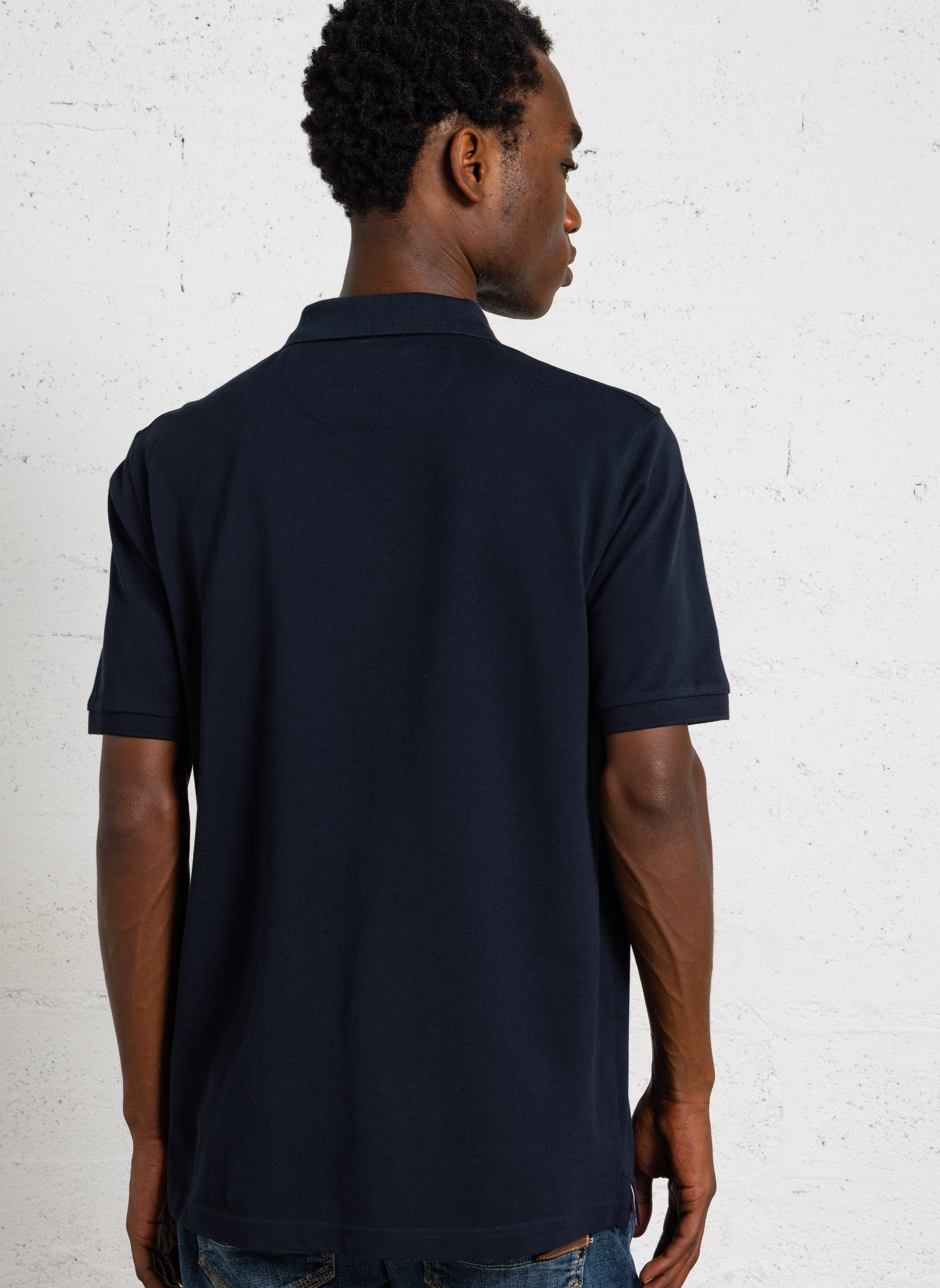 Short-sleeved cotton polo shirt EDEN PARK Blue