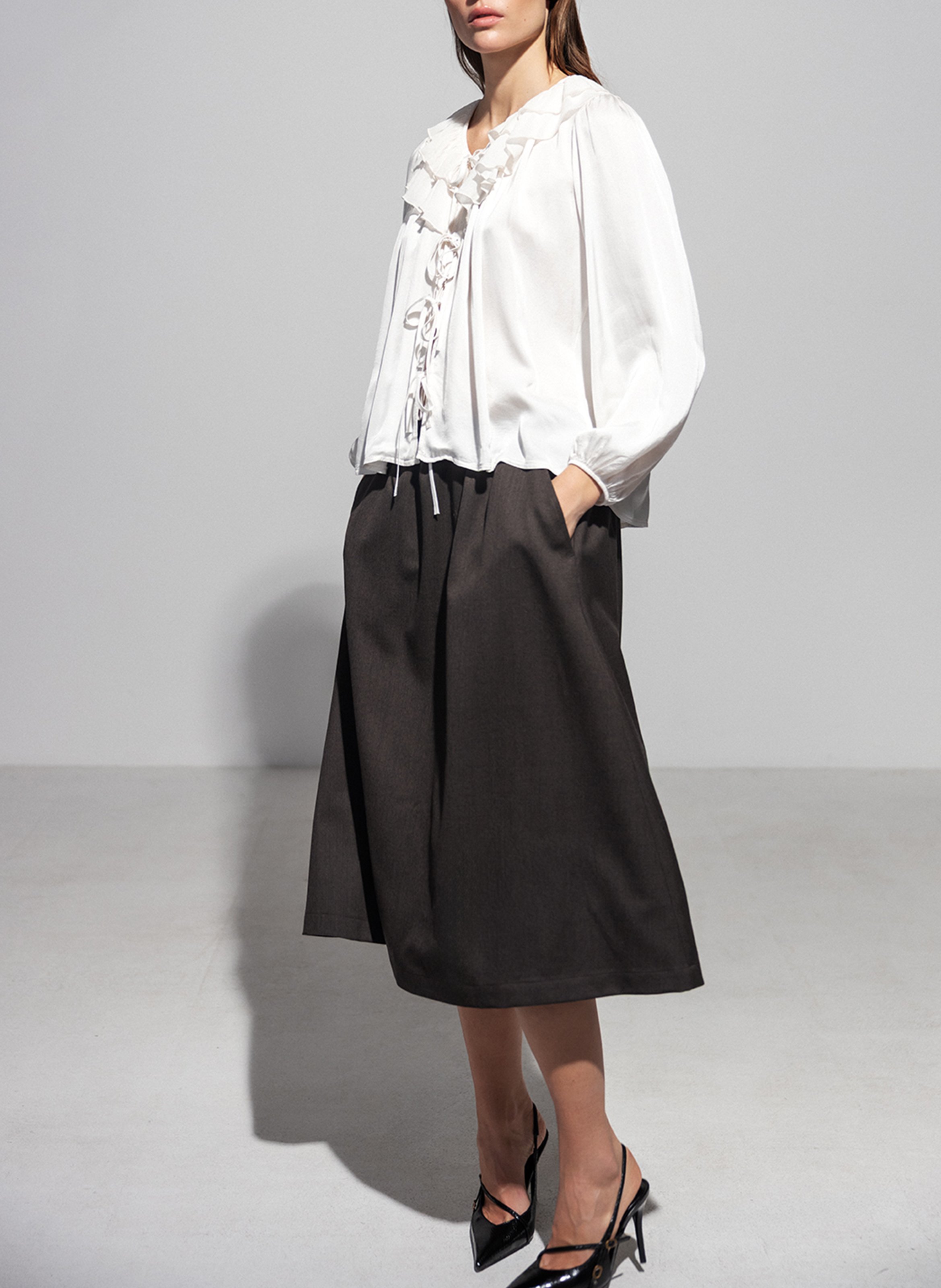 Loose-fit round-neck blouse PROJECT-AJ117 White