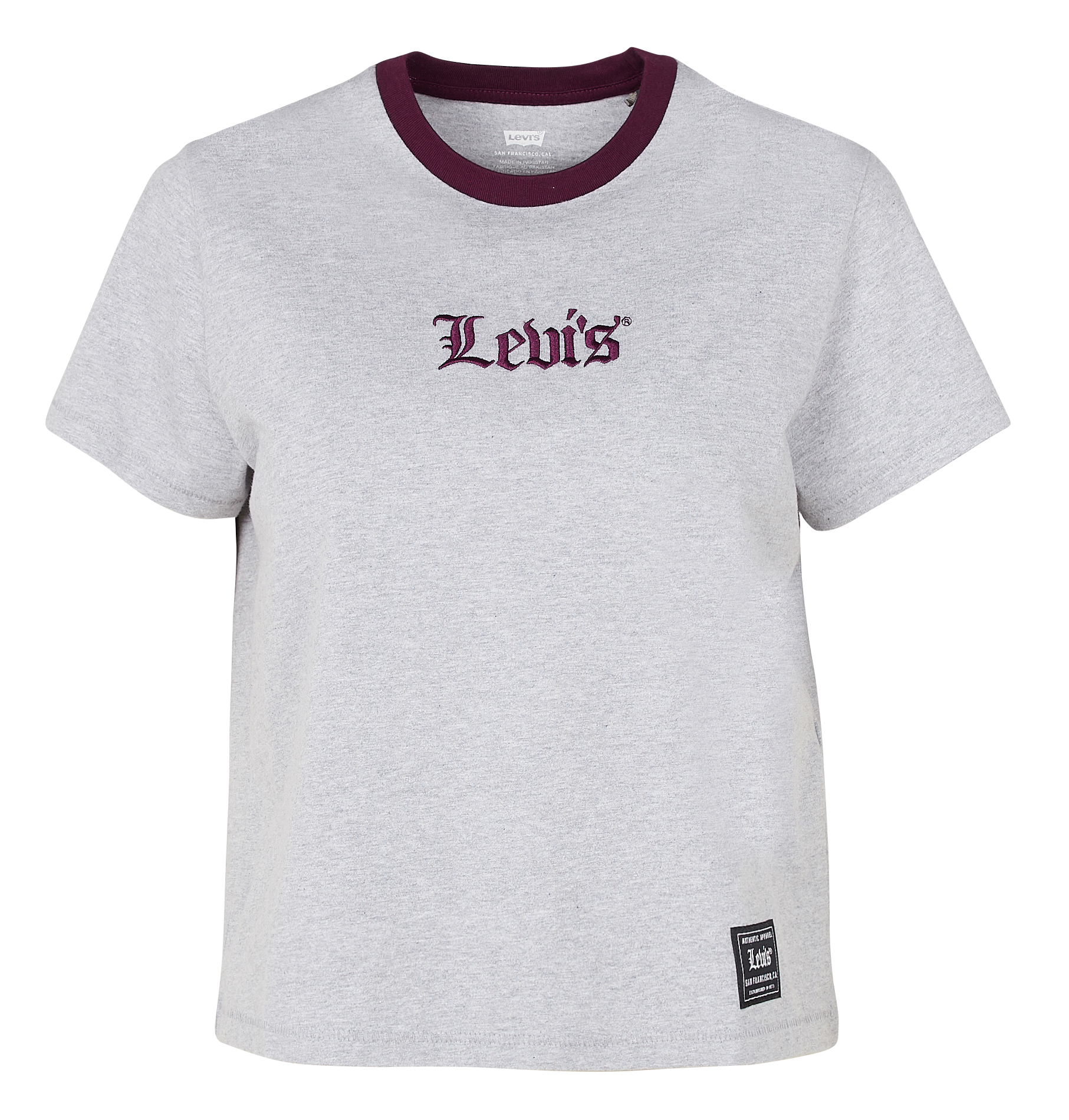 Tee-shirt col rond en coton brodé LEVI'S Gris