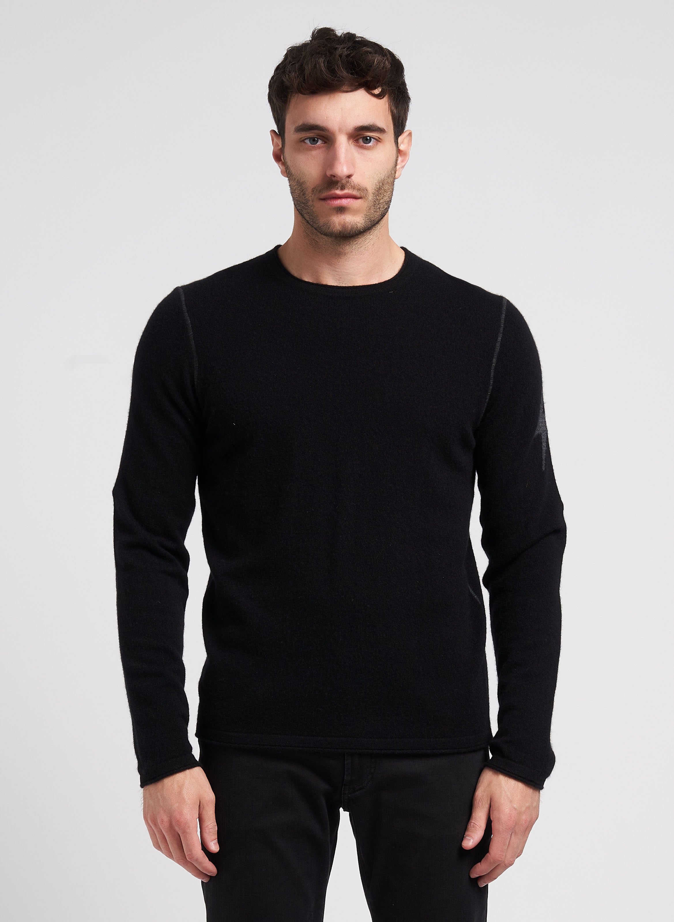 Pull col rond en cachemire Noir