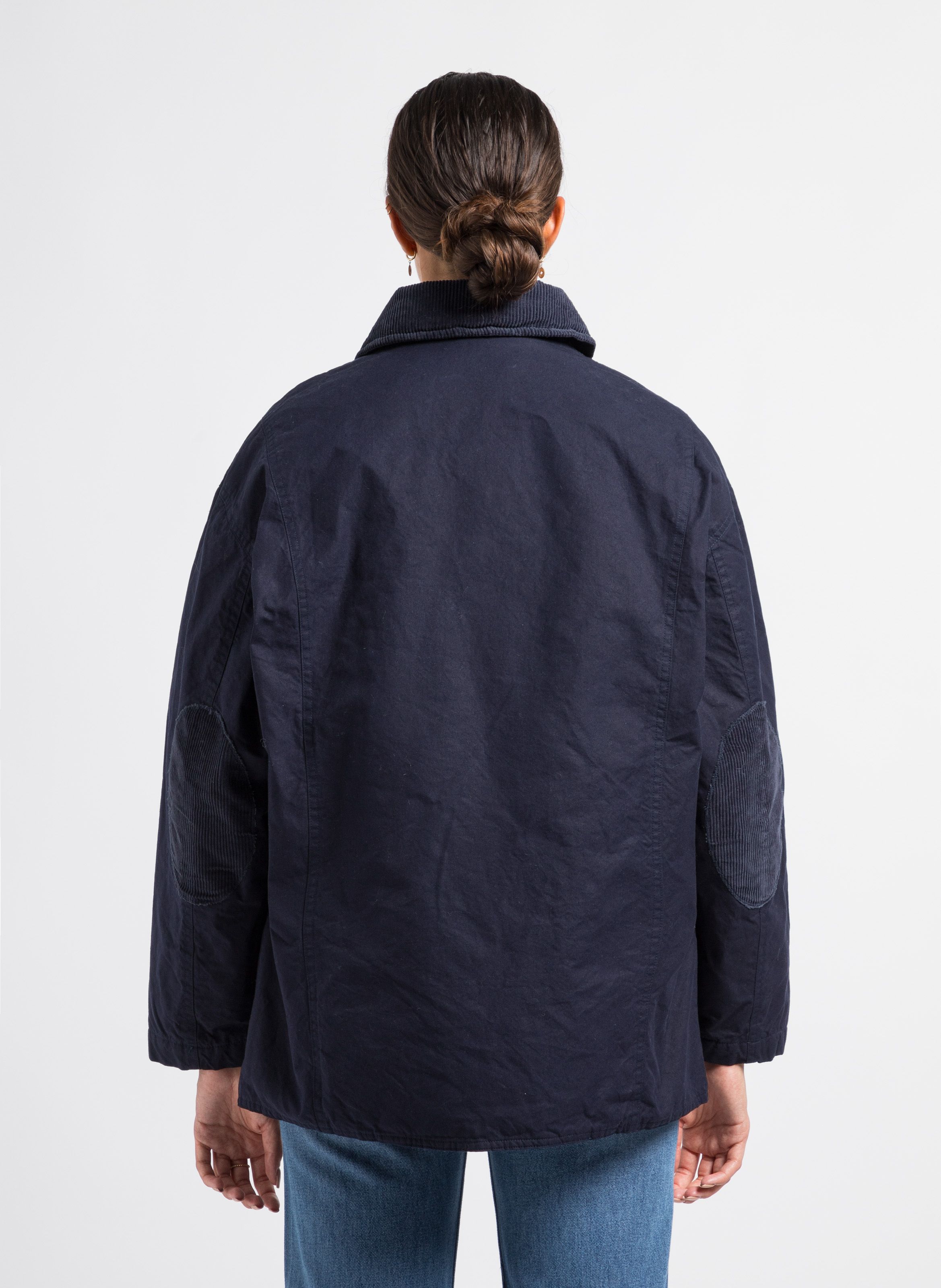 Organic Cotton Jacket With Classic Collar Washed Navy The New