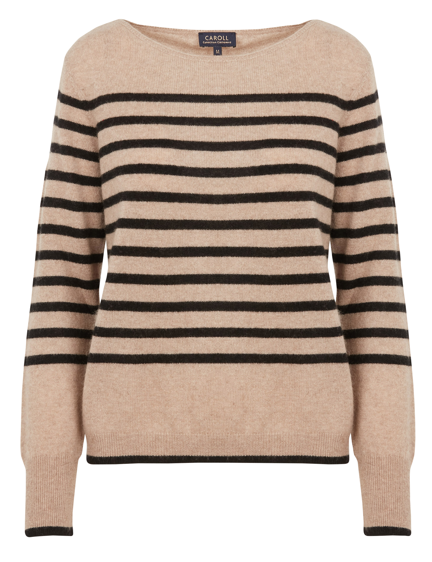Maglione marinière con collo a barchetta in cashmere CAROLL Beige