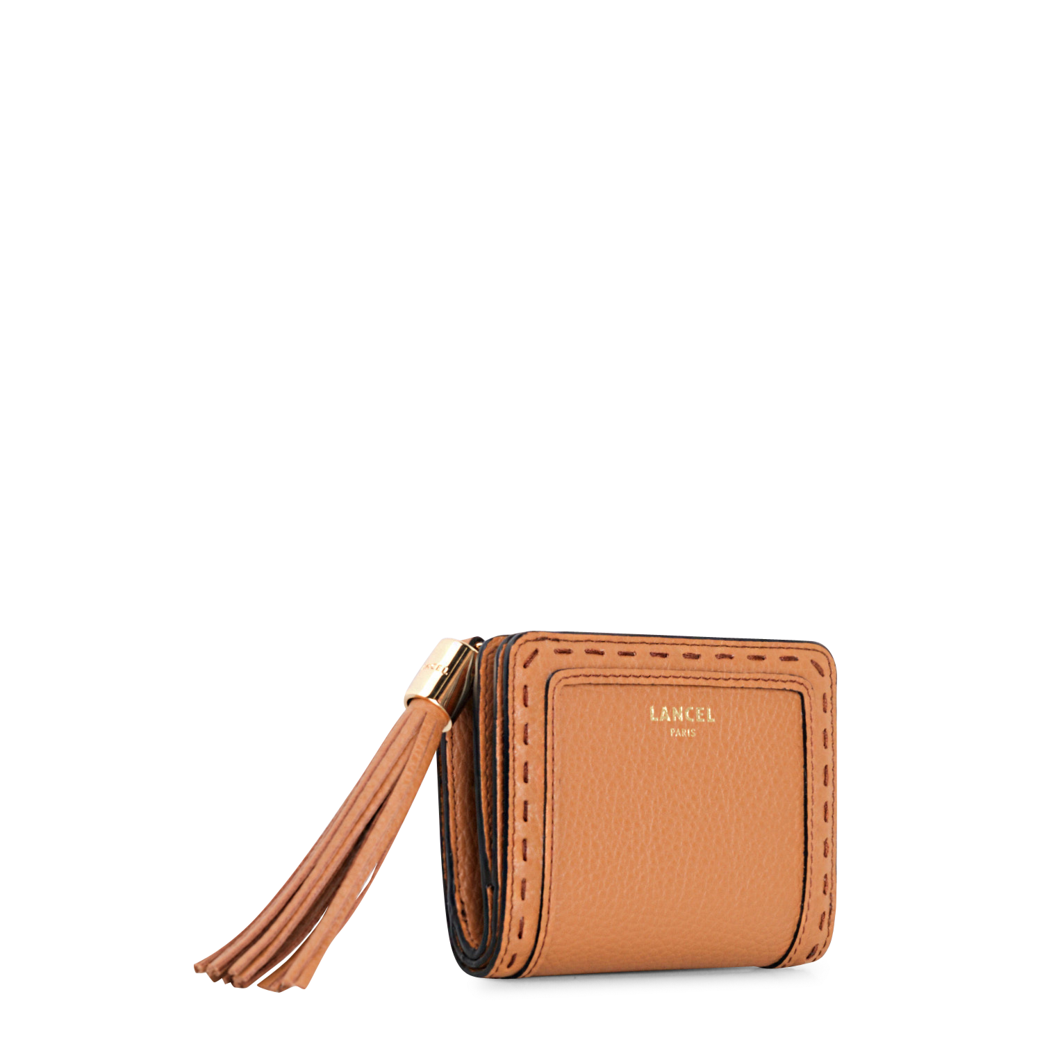 Portefeuille compact zippé en cuir  LANCEL Beige