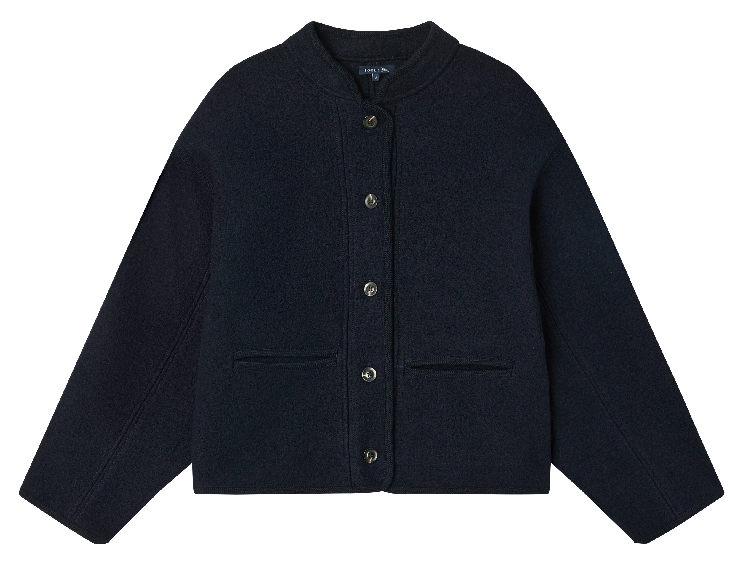 Veste droite en laine SOEUR Bleu