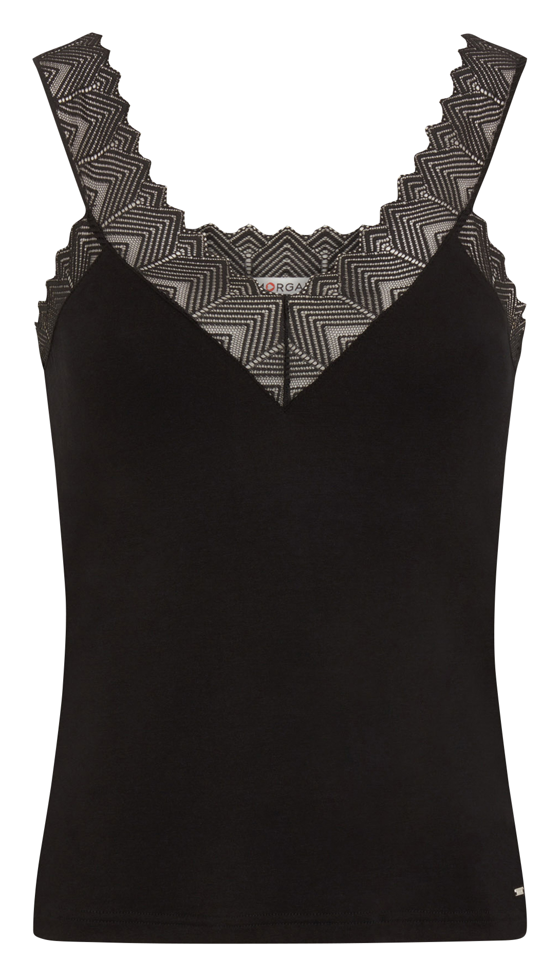 Aansluitende top met kant MORGAN Zwart