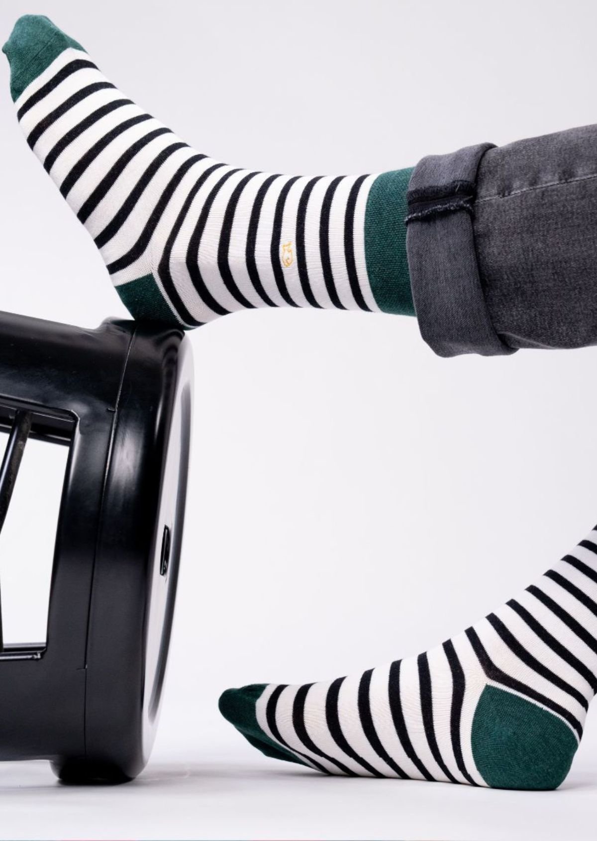 Combed cotton socks with wide stripes BILLYBELT Black