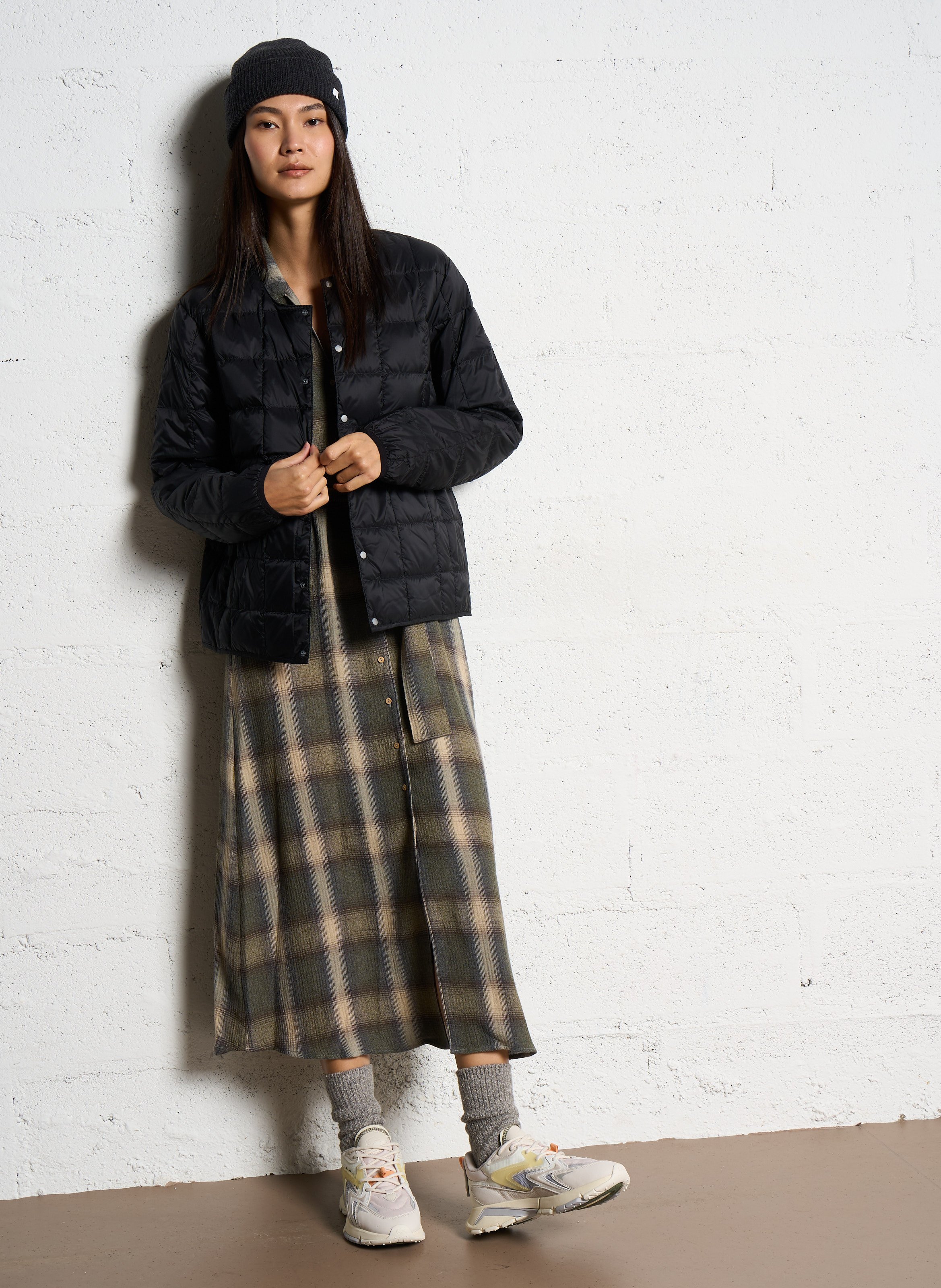 Veste col rond matelassée TAION Noir