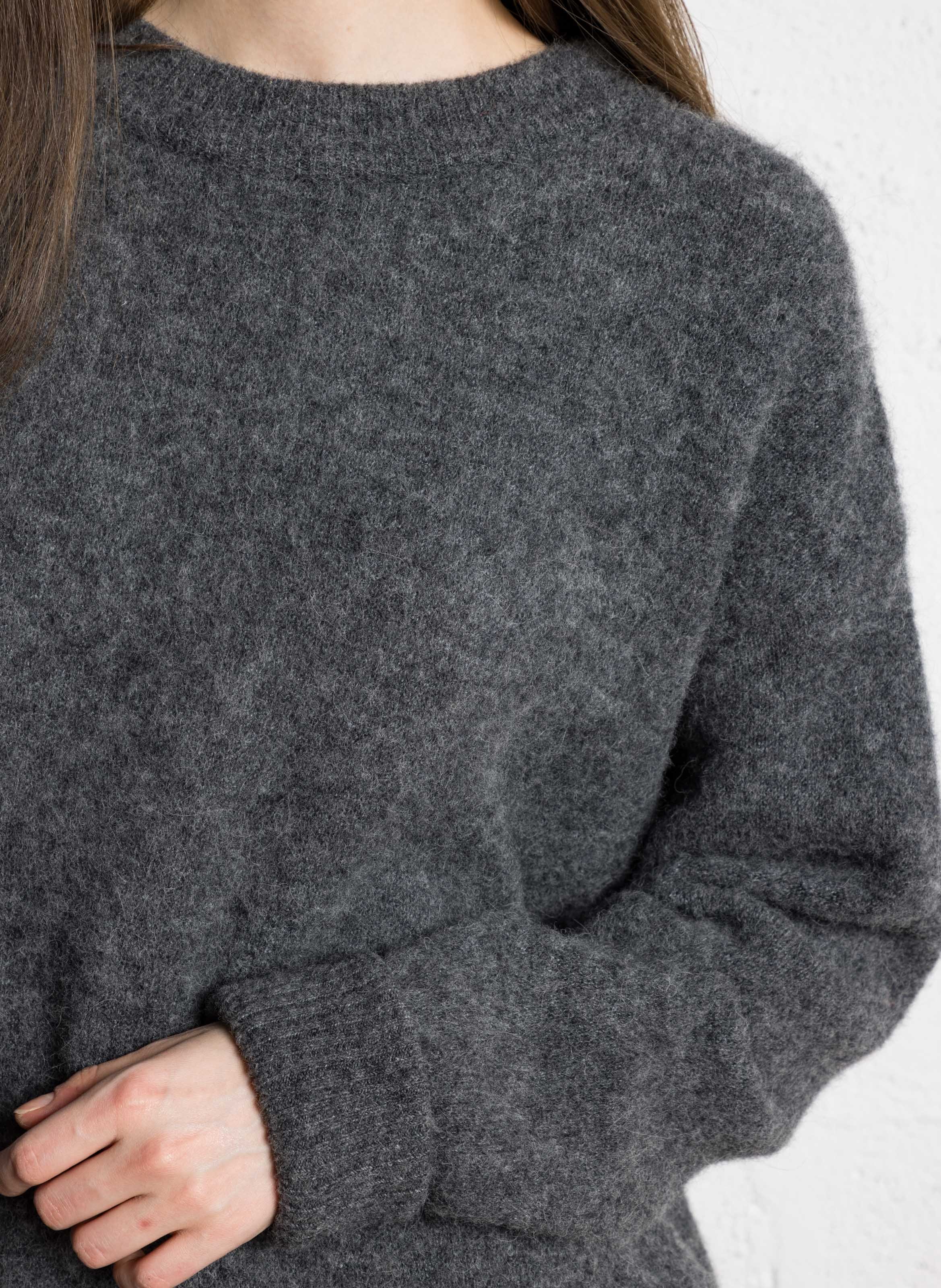 Weit geschnittener Rundhalspullover aus Wollmix AMERICAN VINTAGE Grau