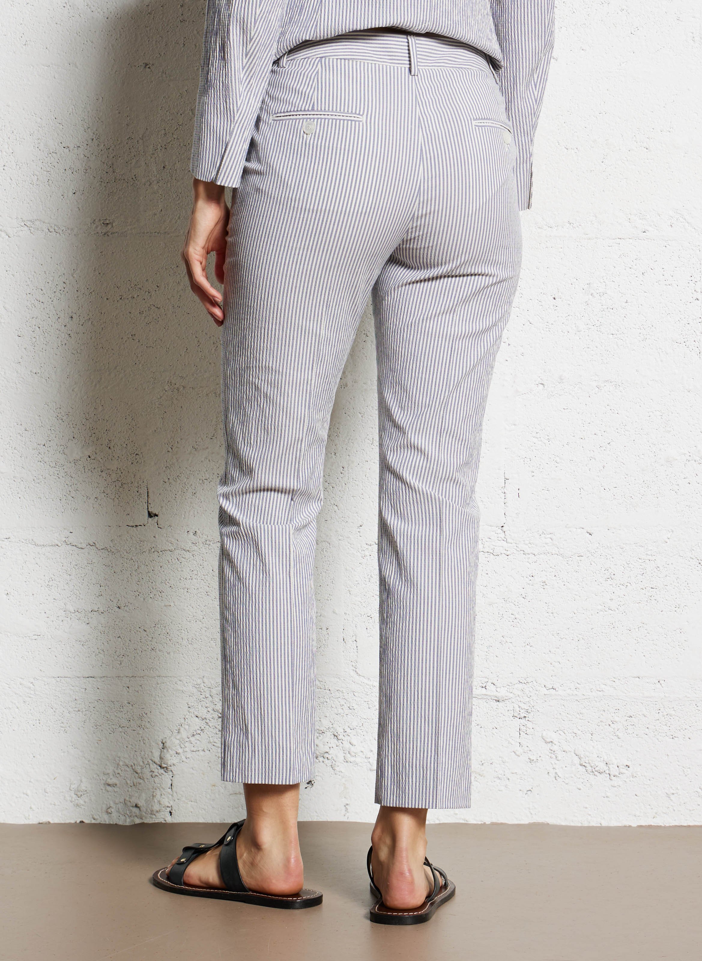 Pantalon cigarette en coton mélangé MAX MARA WEEK END Bleu