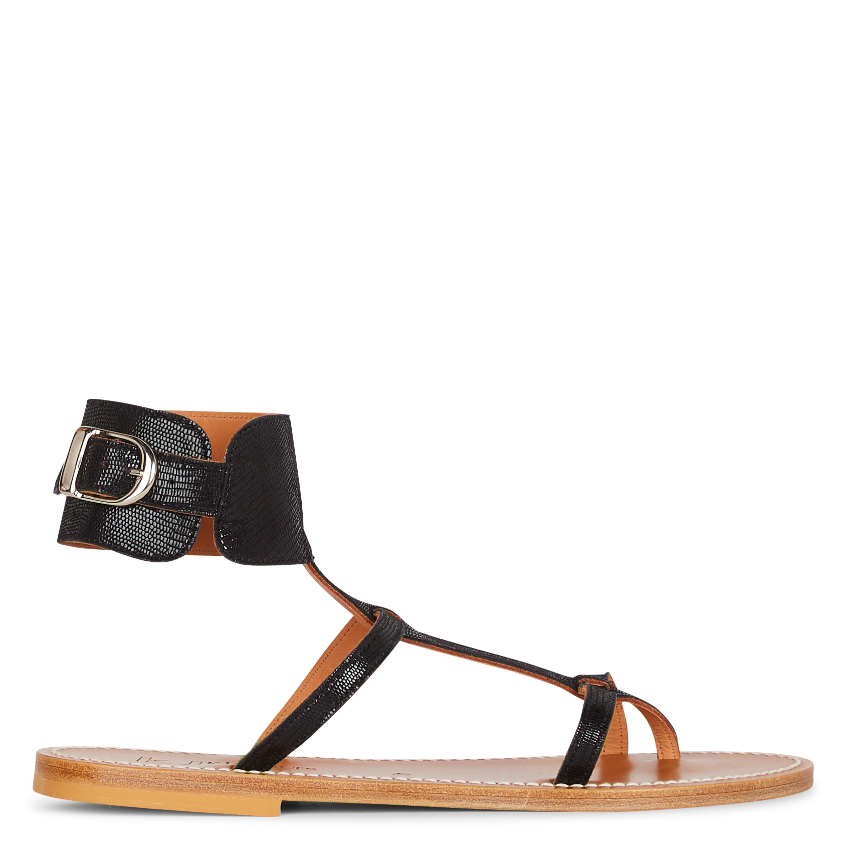 Aouda flat leather sandals K JACQUES Black