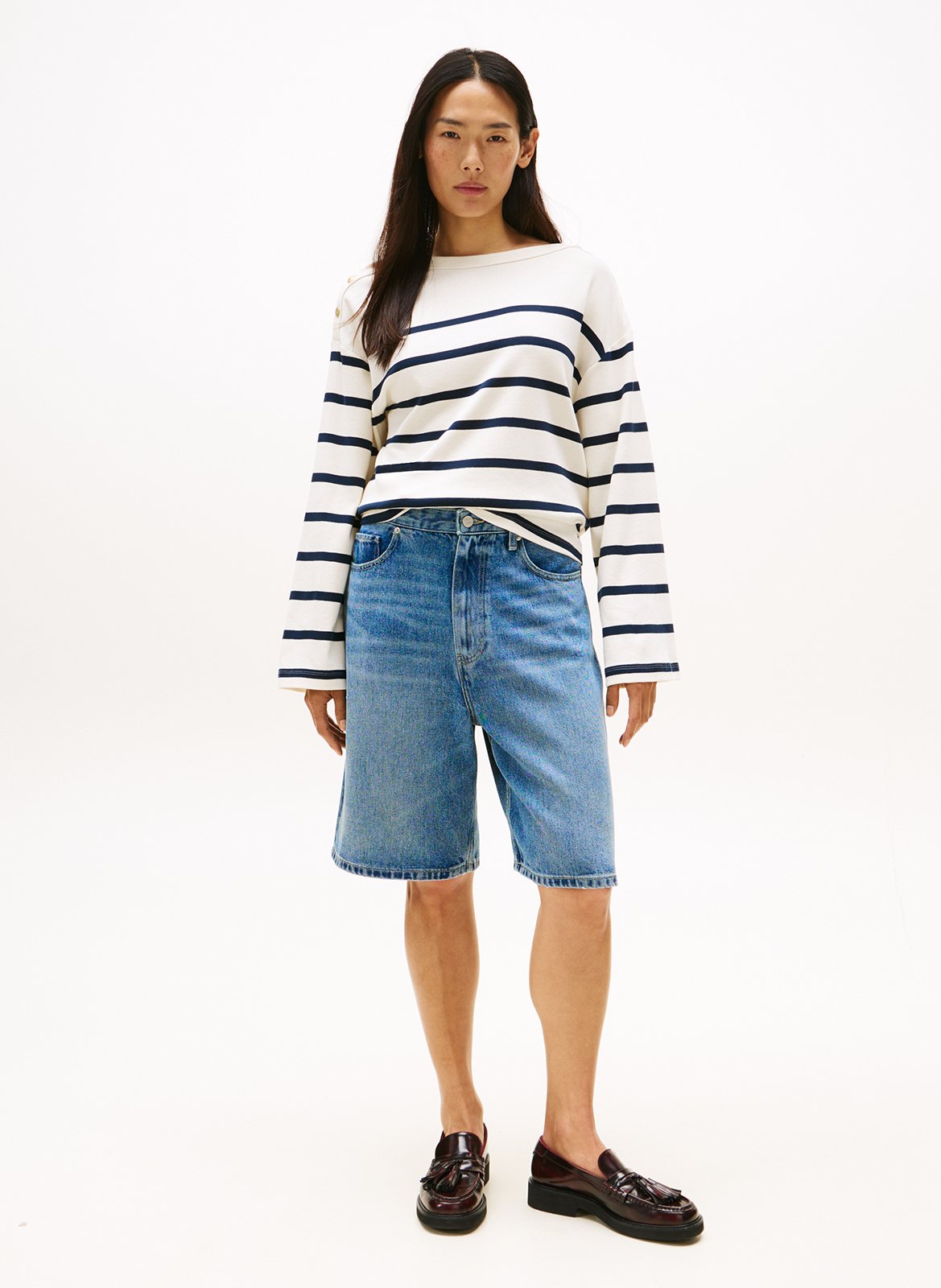 Straight striped cotton T-shirt TOMMY HILFIGER White