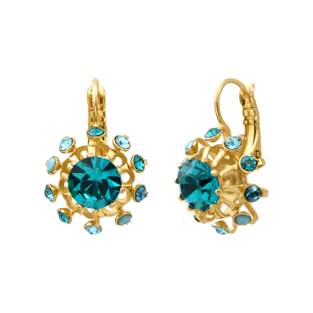 Petites boucles d'oreilles dormeuses chic cristal SATELLITE PARIS Bleu