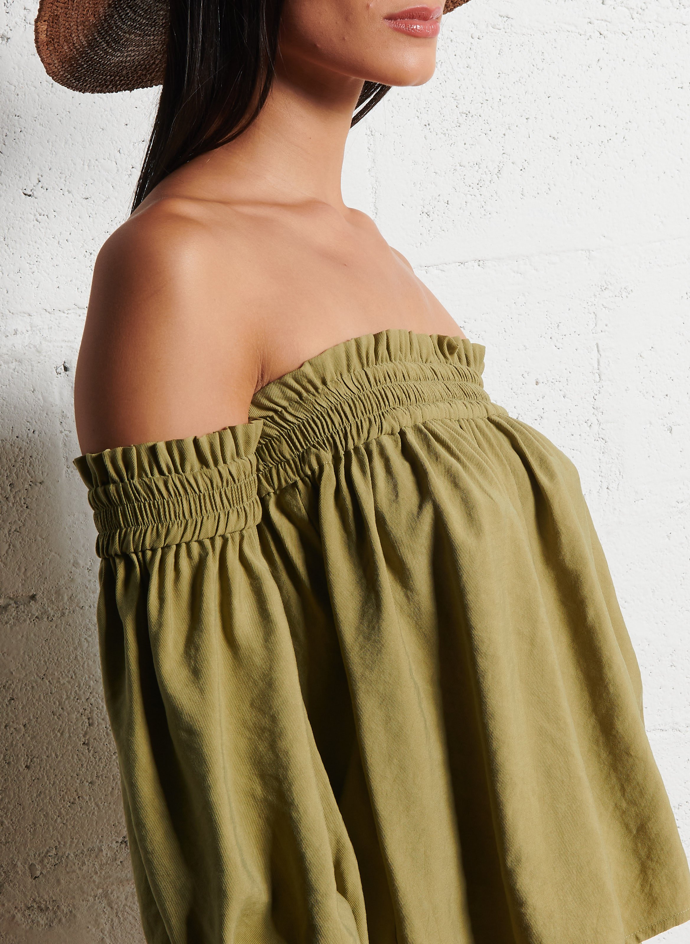 Top col bardot  BA&SH Kaki