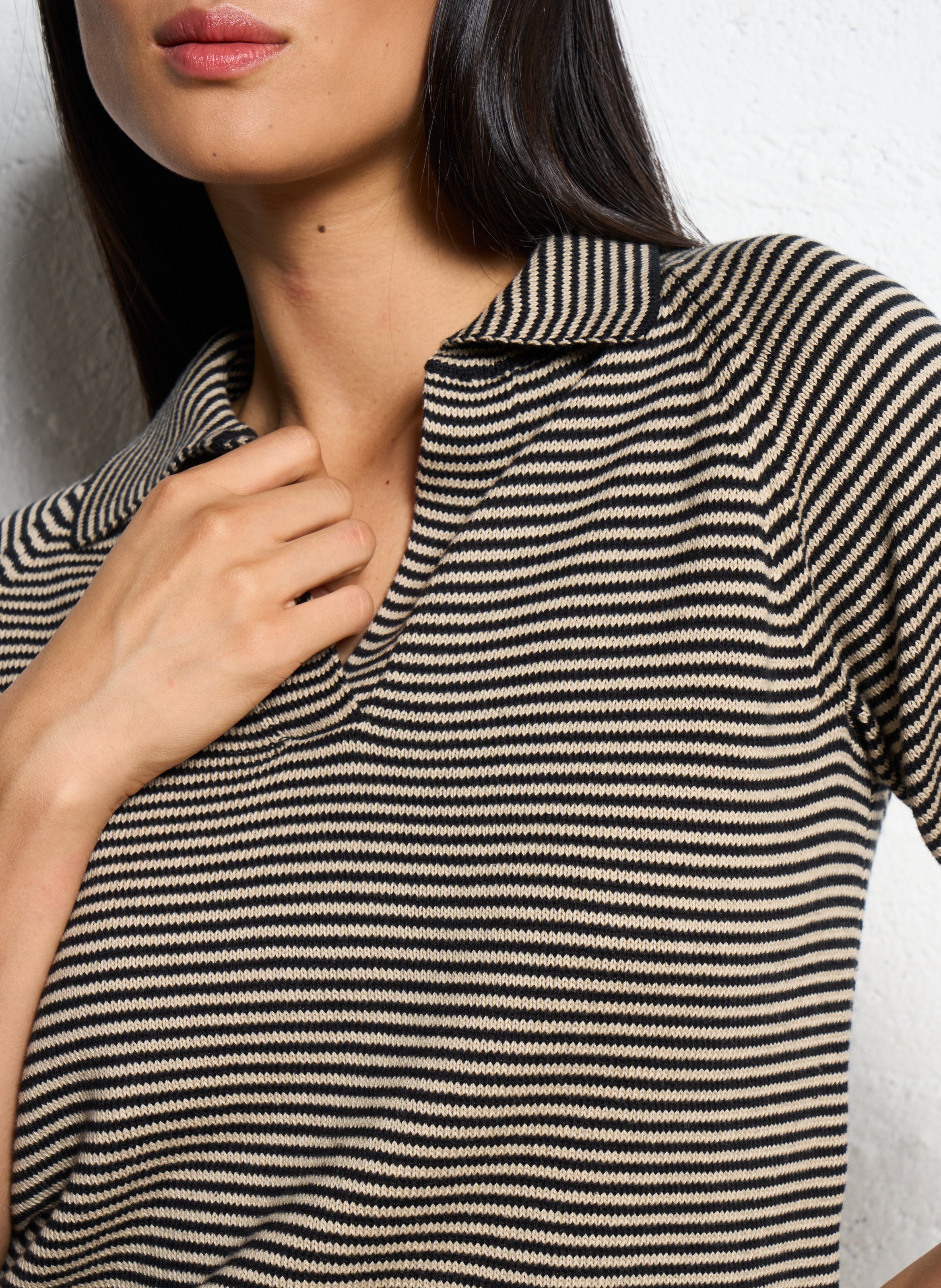 Striped straight cotton polo shirt MAX MARA WEEK END Beige