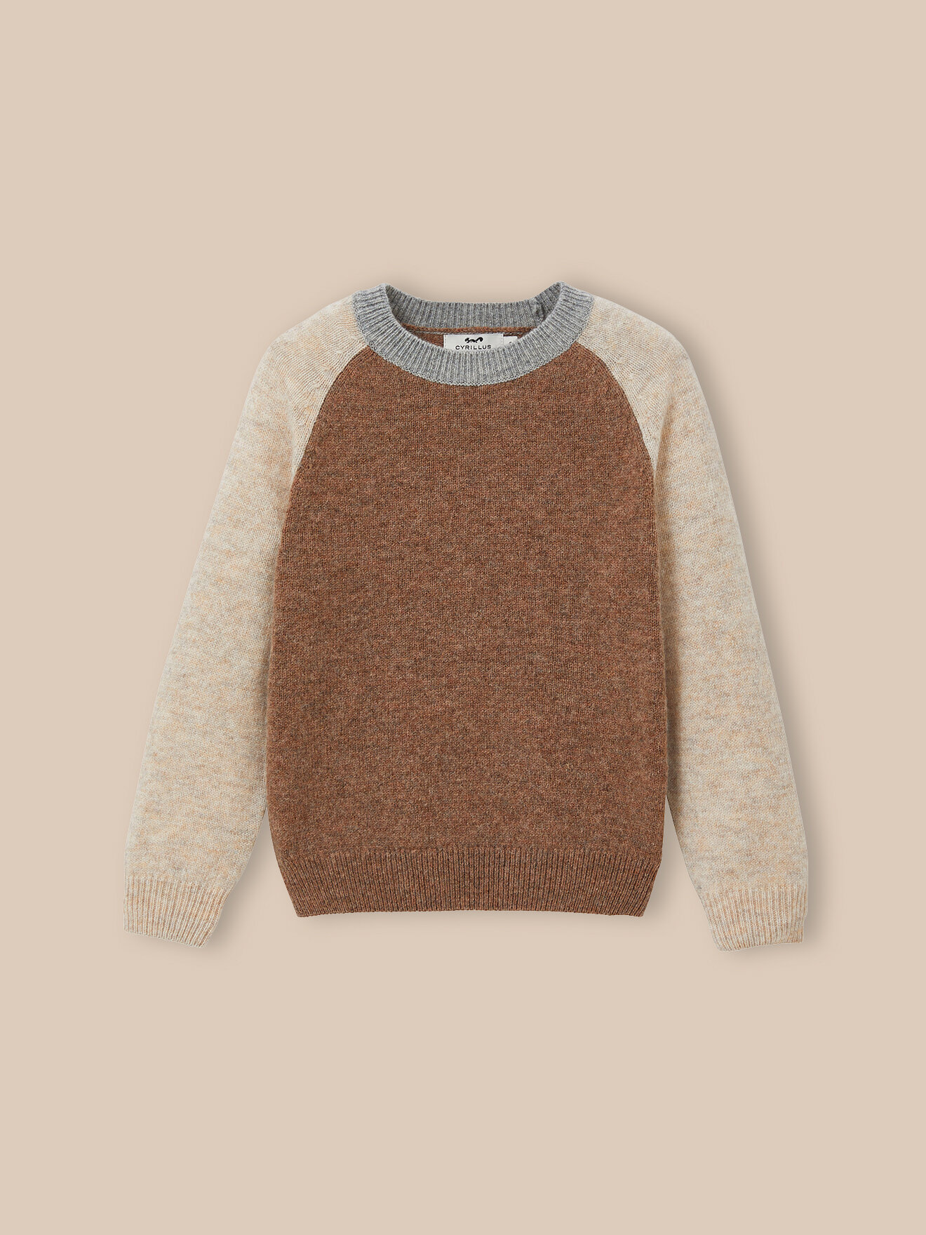 Wool colorblock sweater CYRILLUS Brown