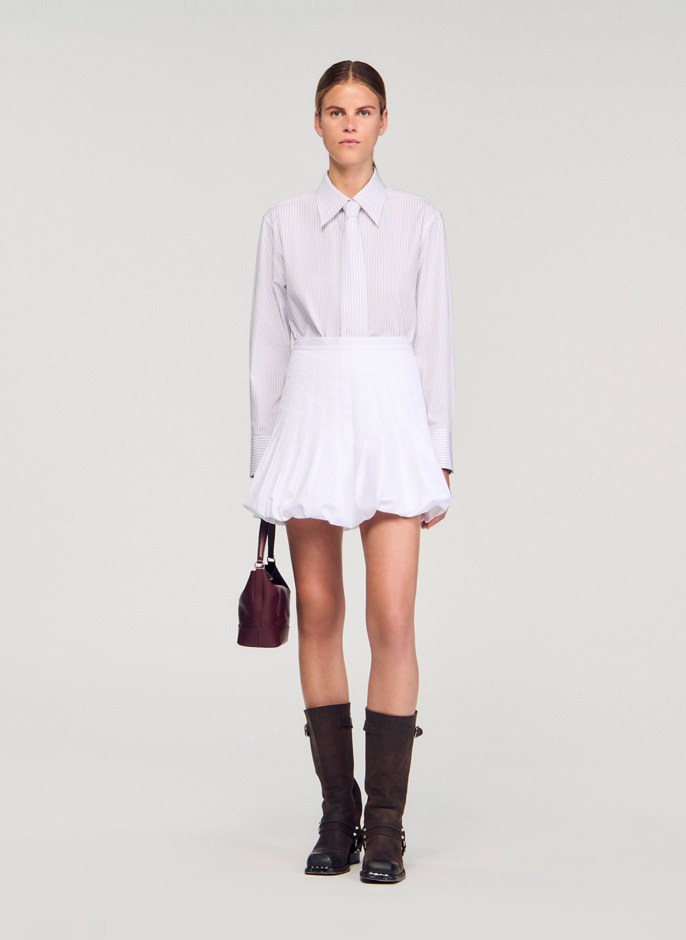 Striped shirt with tie collar SANDRO White