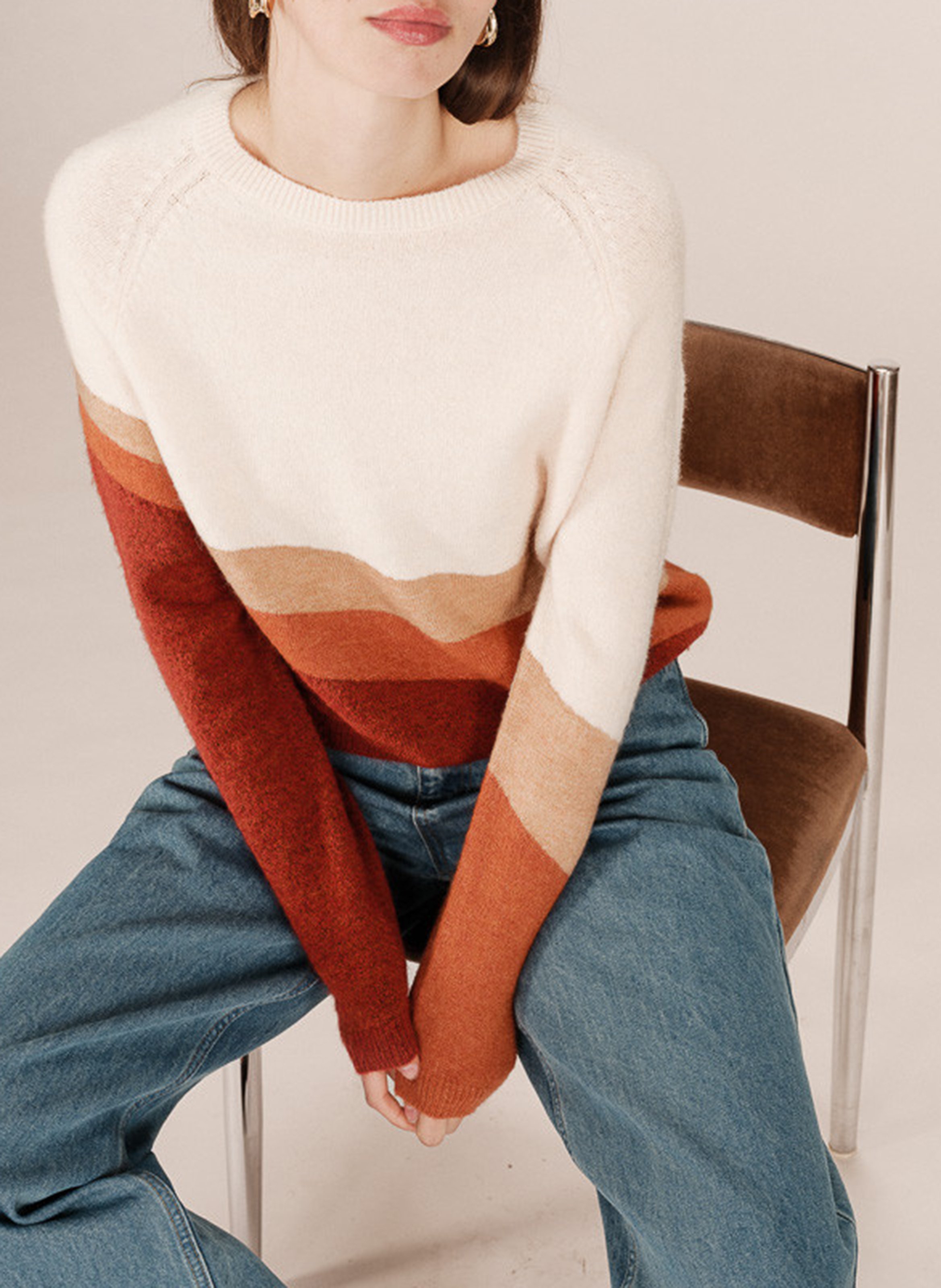 Pull col rond  GRACE ET MILA Jaune