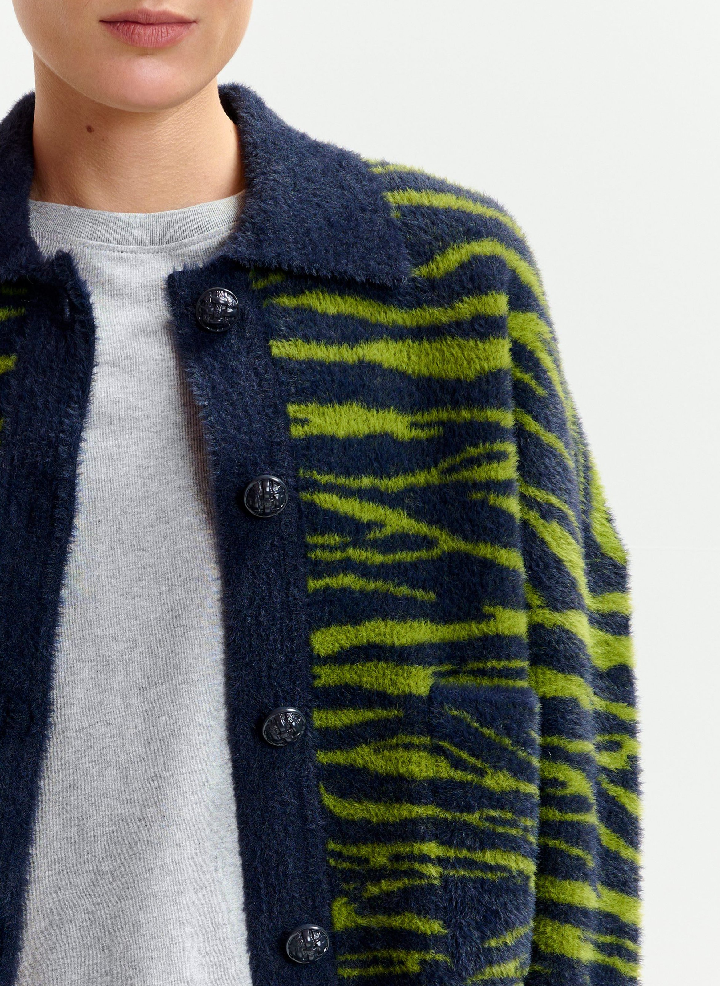 Cardigan boutonné à imprimé zèbre ESSENTIEL ANTWERP Bleu