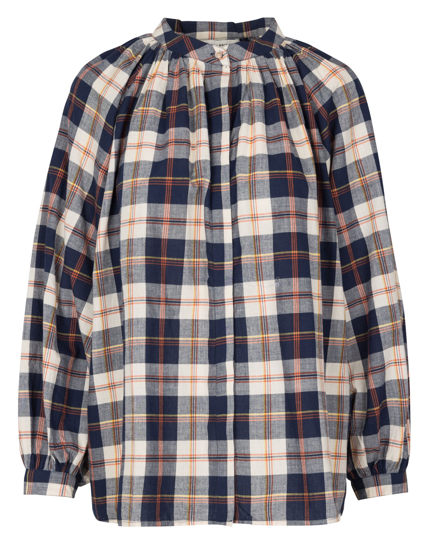 Round-neck checked blouse BELLEPIECE Blue