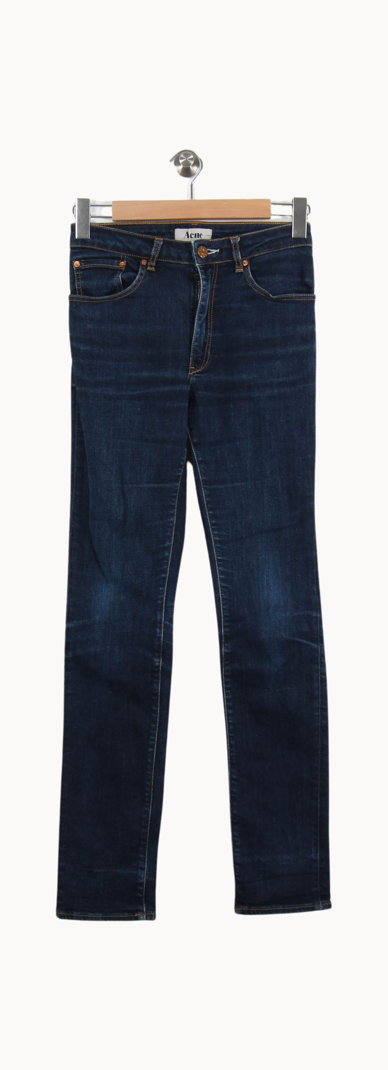 Cropped slim jeans with studs ACNE STUDIOS - Seconde Main Blue