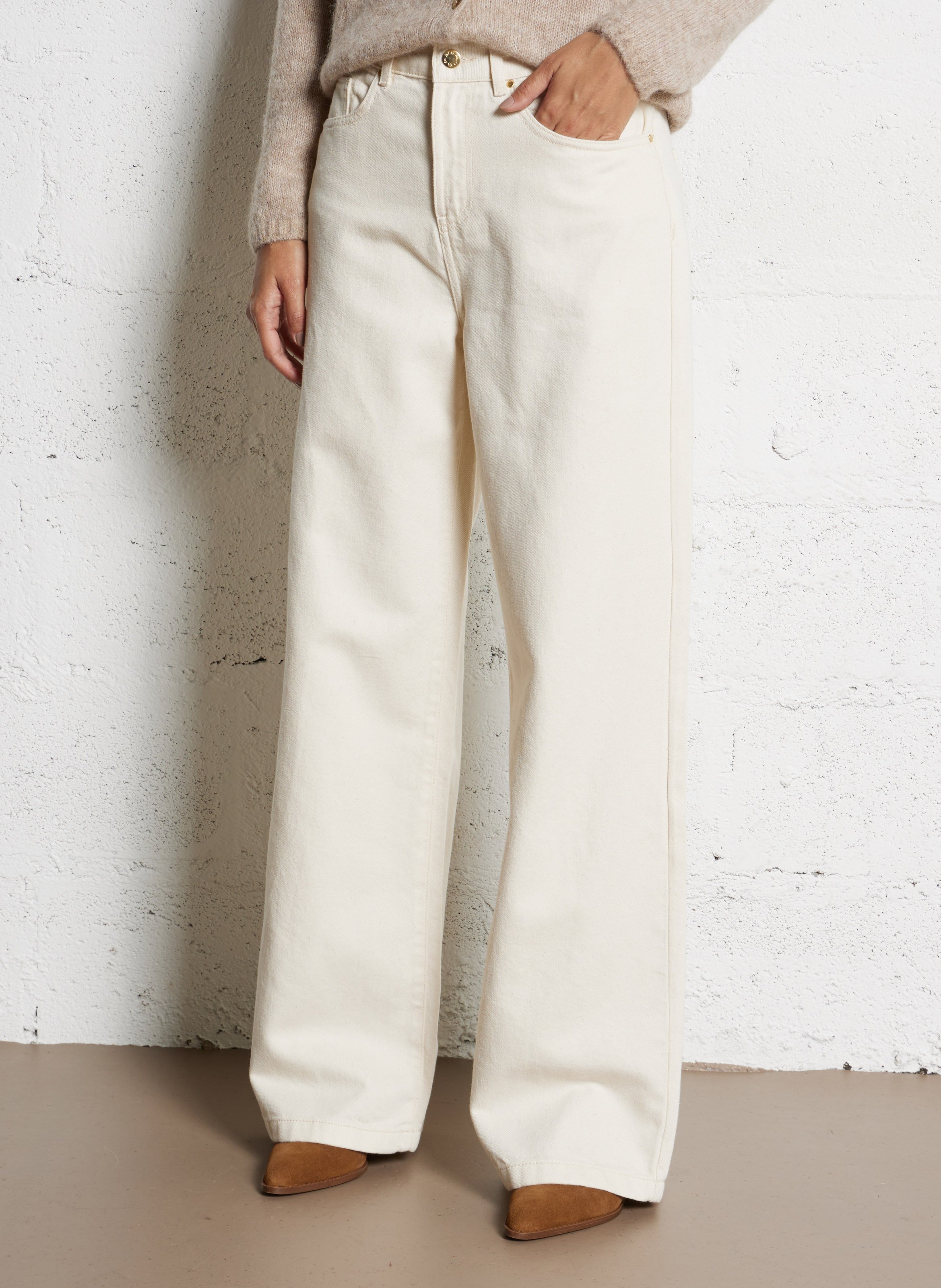 Straight cotton-blend pants DES PETITS HAUTS Beige