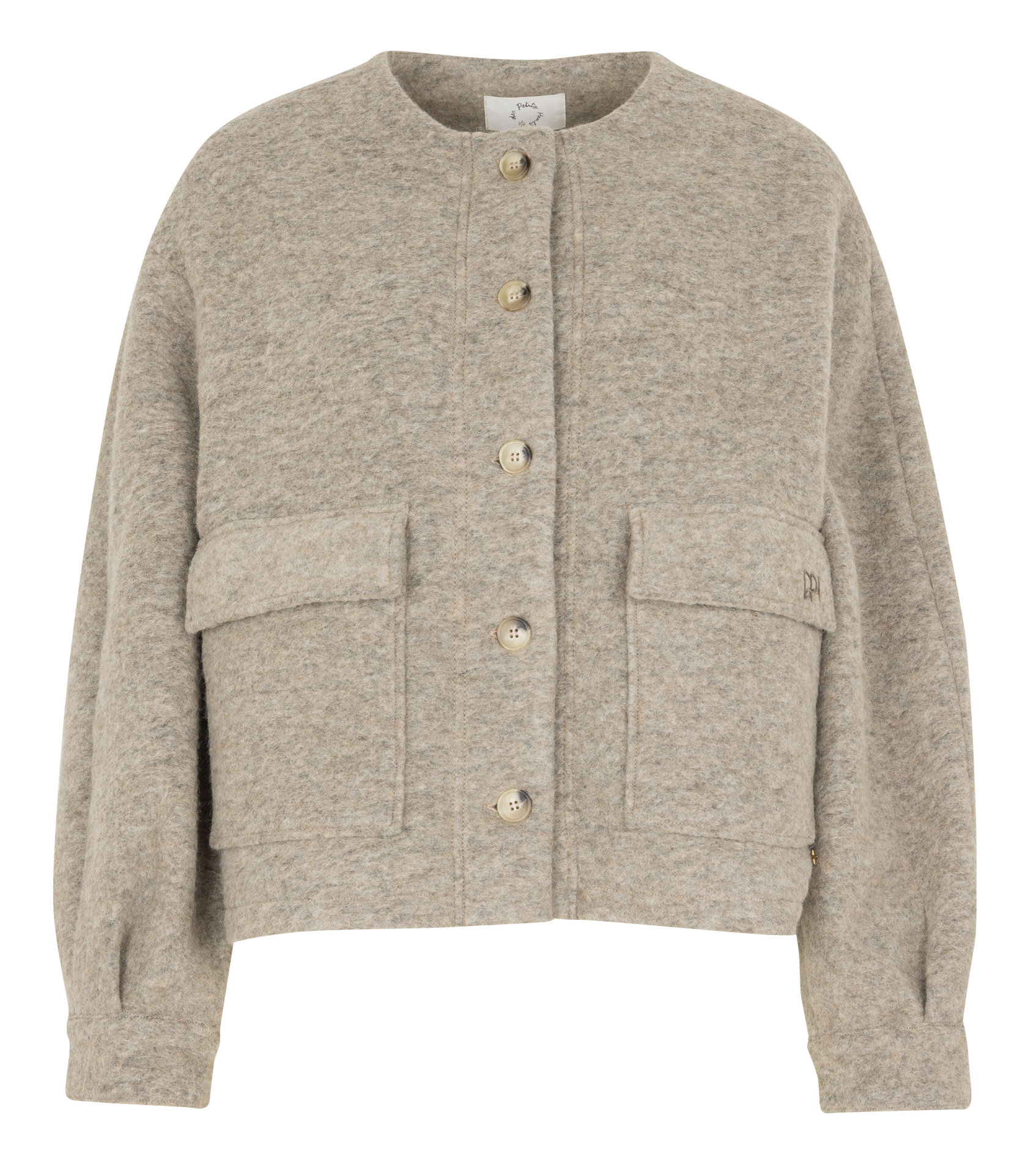 Short straight wool-blend jacket DES PETITS HAUTS Beige