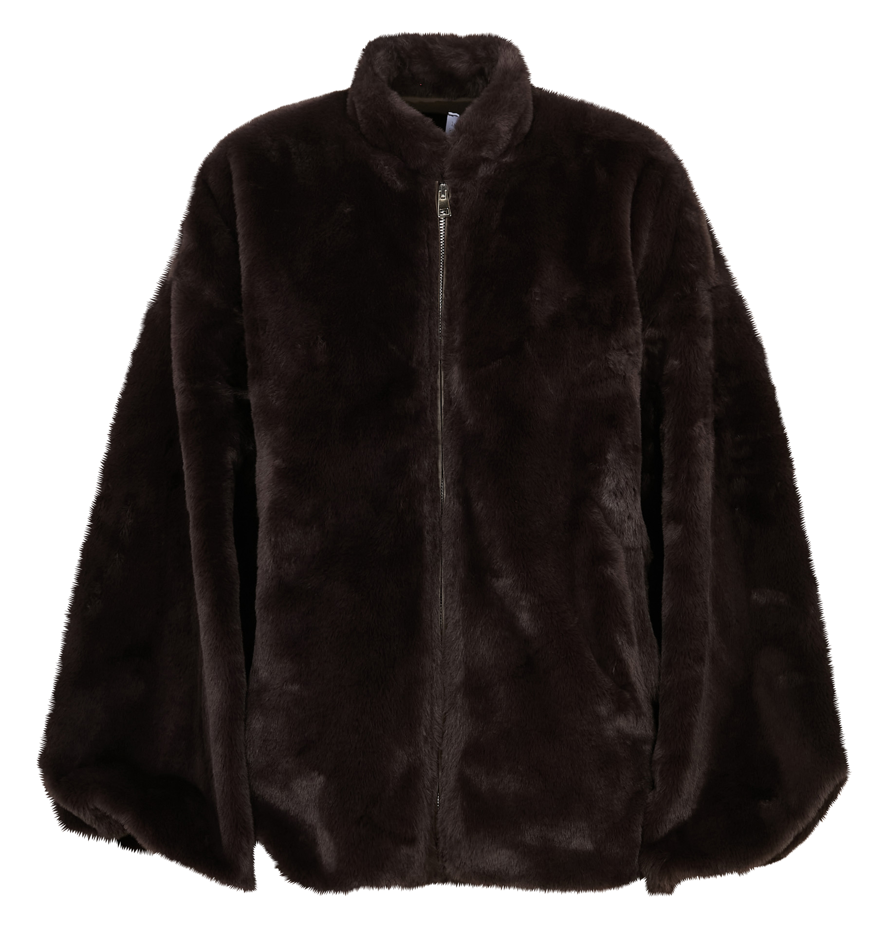 Zipped jacket in plain faux fur IMPERIAL Brown