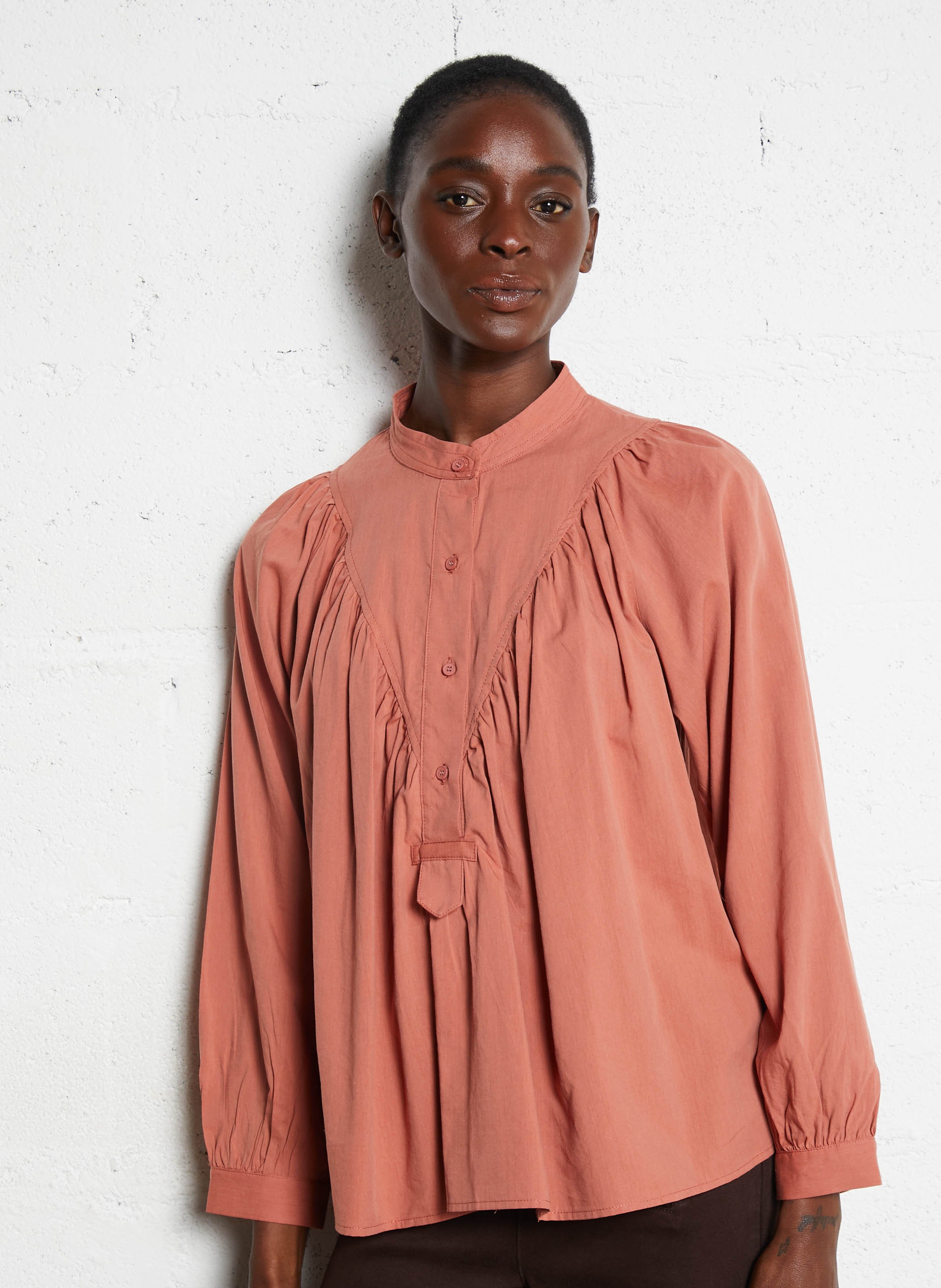 Blouse col rond en coton mélangé SEE U SOON Orange